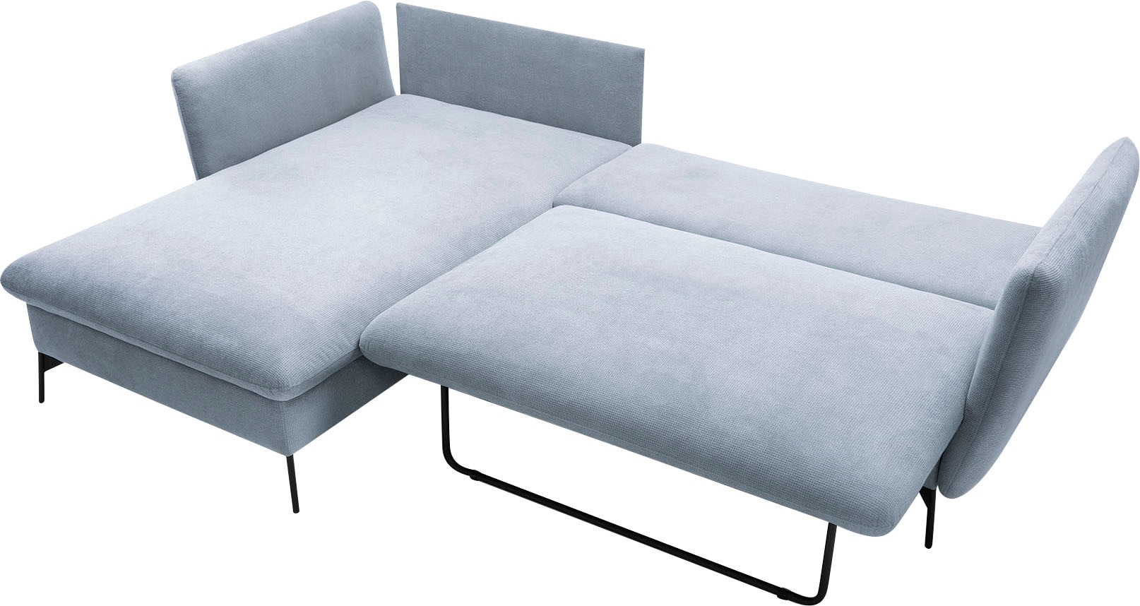OTTO home Ecksofa »LIVORNO,258 cm, L-Form,« Schlaffunktion u. Bettkasten (139/224cm), Samt, Struktur, Webstoff