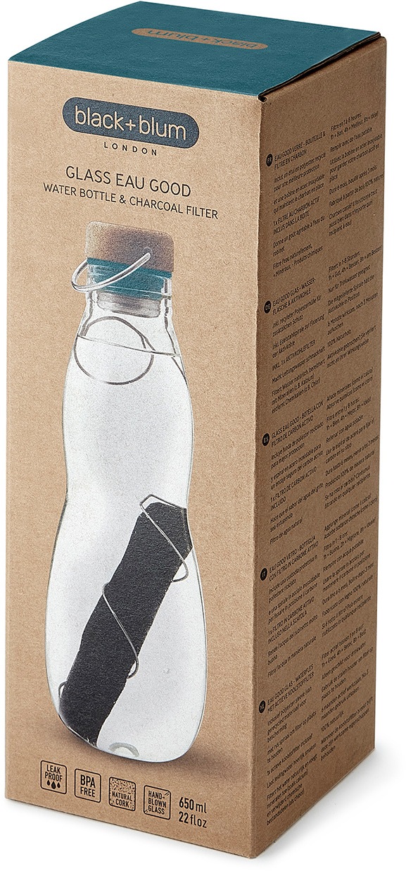 black+blum Trinkflasche »Eau Good«, (1 tlg.), 650 ml, inkl. Aktivkohlefilter