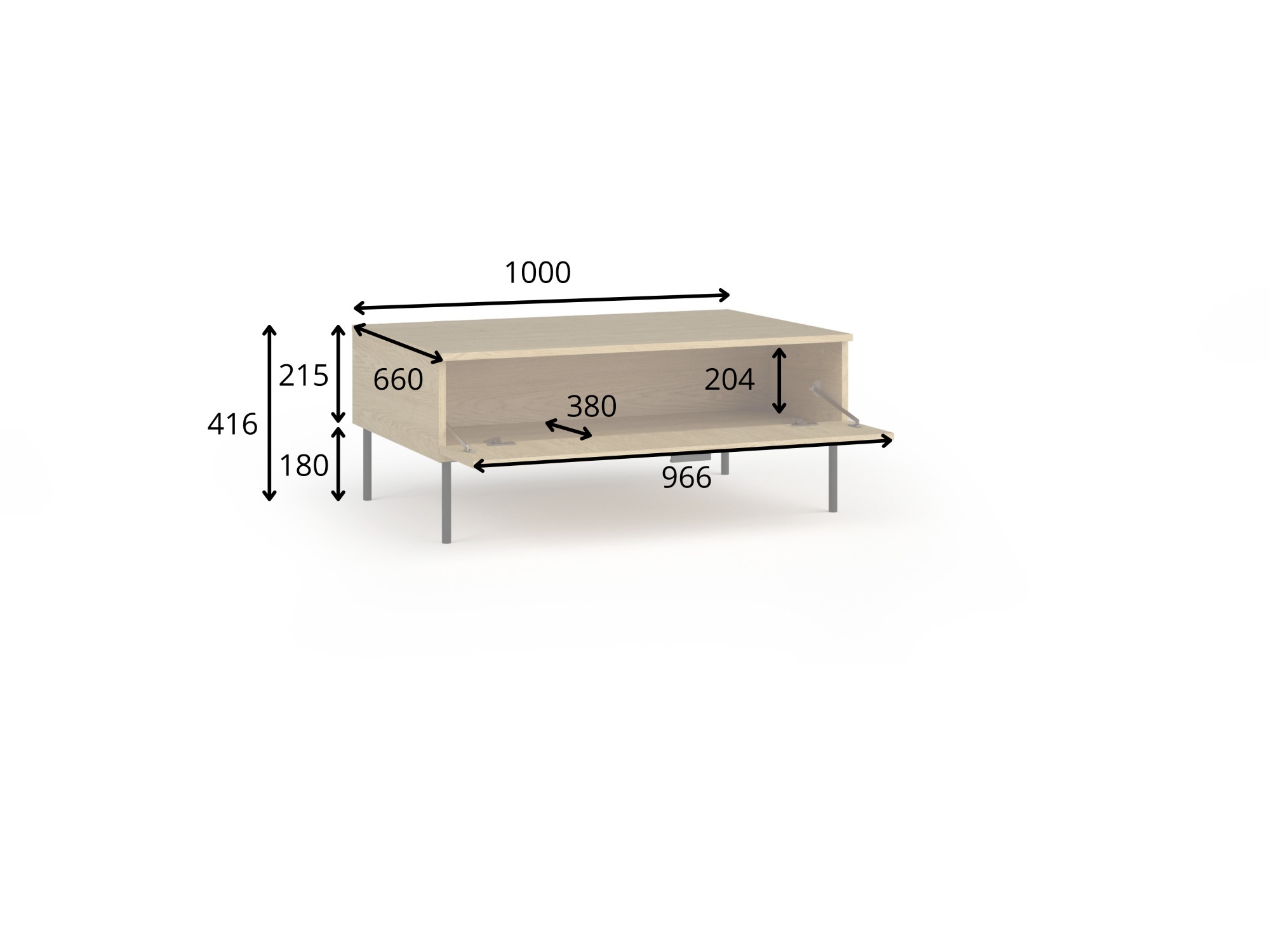 Home affaire Couchtisch »BELLOT Kaffeetisch mit viel Stauraum, 100x66cm, modernes Design« Beistelltisch mit zusätzlichen Aufbewahrungsschränken, goldene Akzente