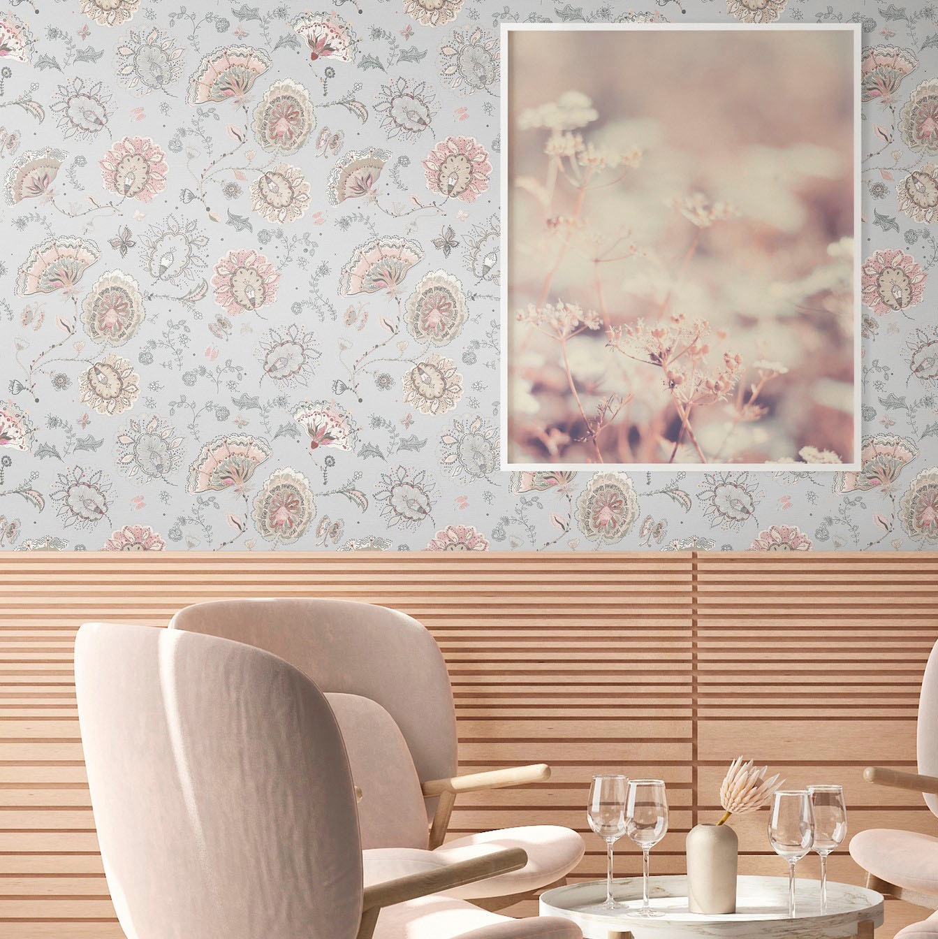 living walls Vliestapete »House of Turnowsky Designer zarte Blümchentapete«, matt-gemustert-neutral, Mädchenzimmer Mandala Tapeten Wohnzimmer Schlafzimmer Küche Design