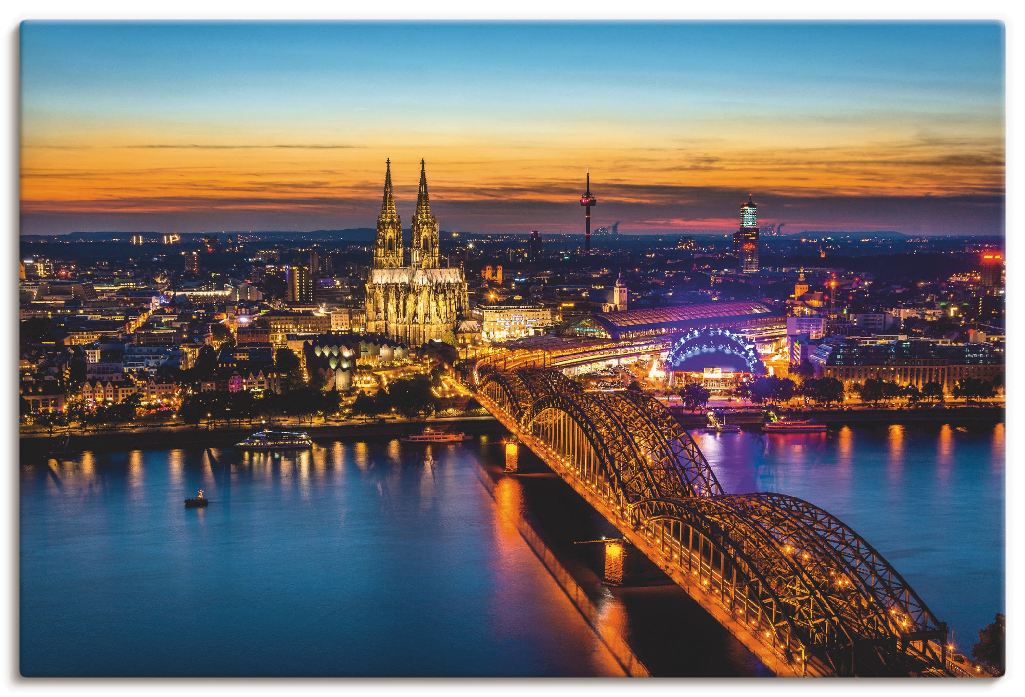 Artland Leinwandbild »Erleuchtetes Köln von oben« Deutschland 1 Stk. tlg. a günstig online kaufen