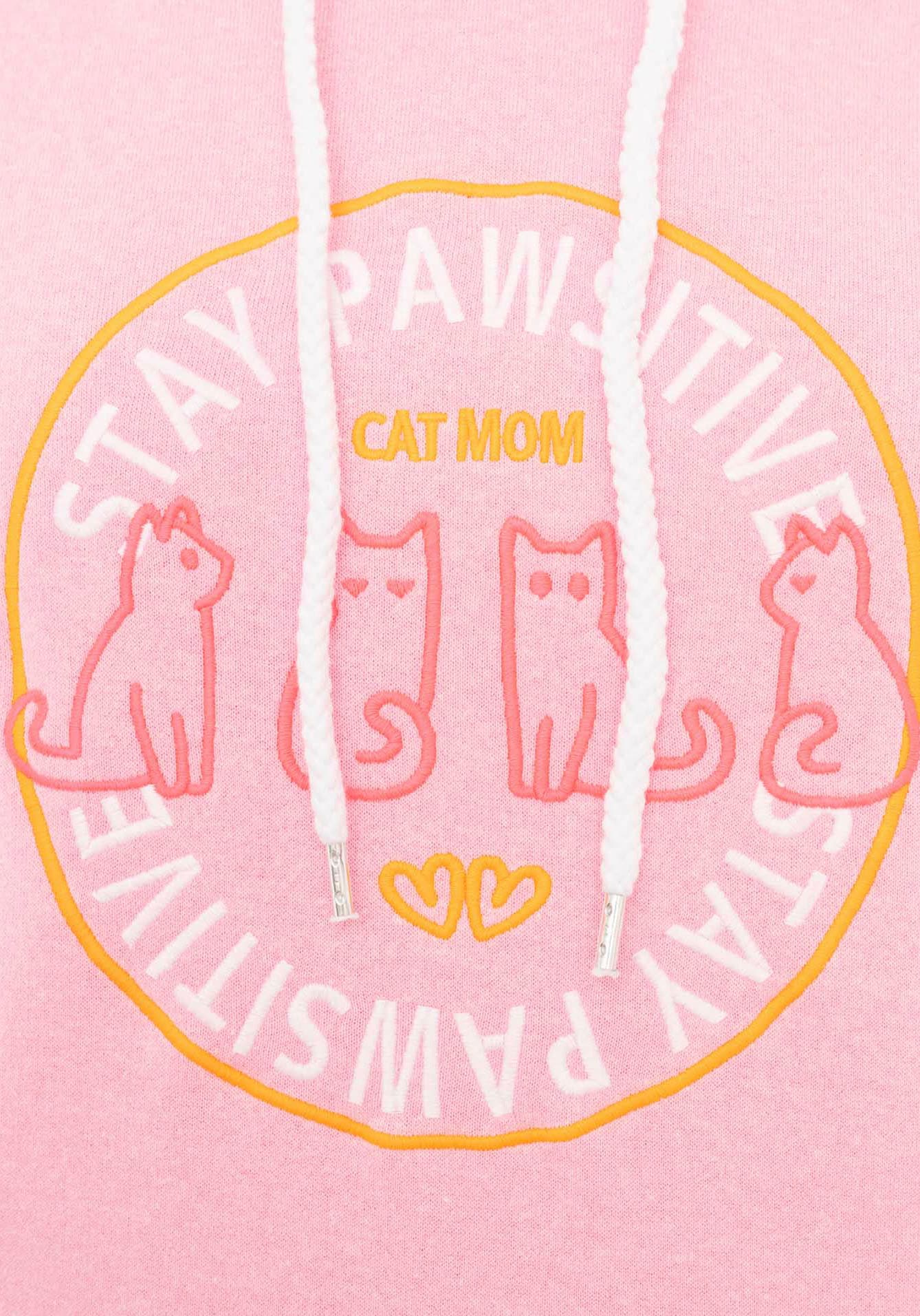 Zwillingsherz Hoodie »"Cat Mom"«, mit aufgesticktem Katzenmotiv und Kontrastnähten