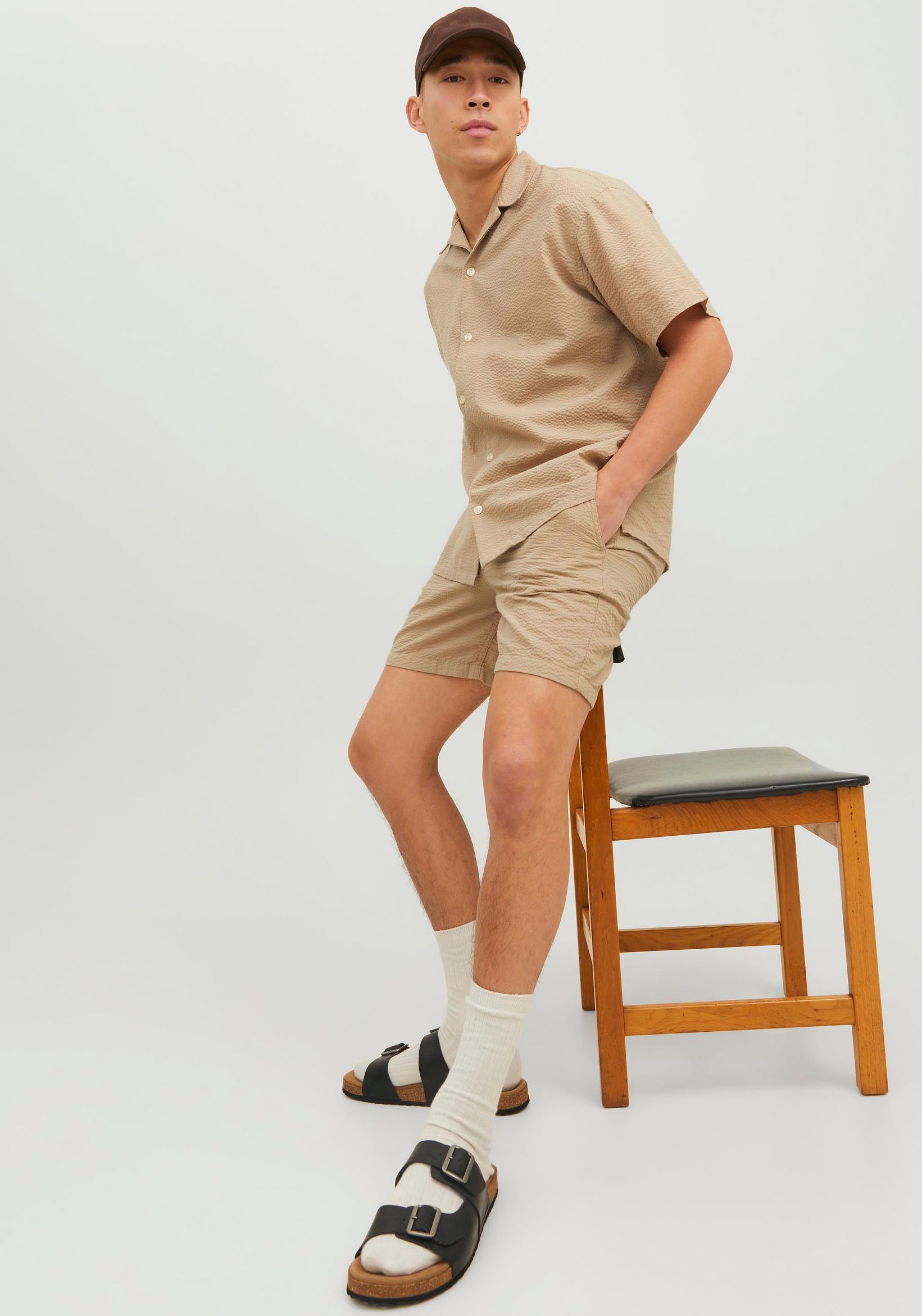 8. Bild von Jack & Jones Sweatshorts »JPSTJEFF JJJOGGER SEERSUCKER DEK SN«
