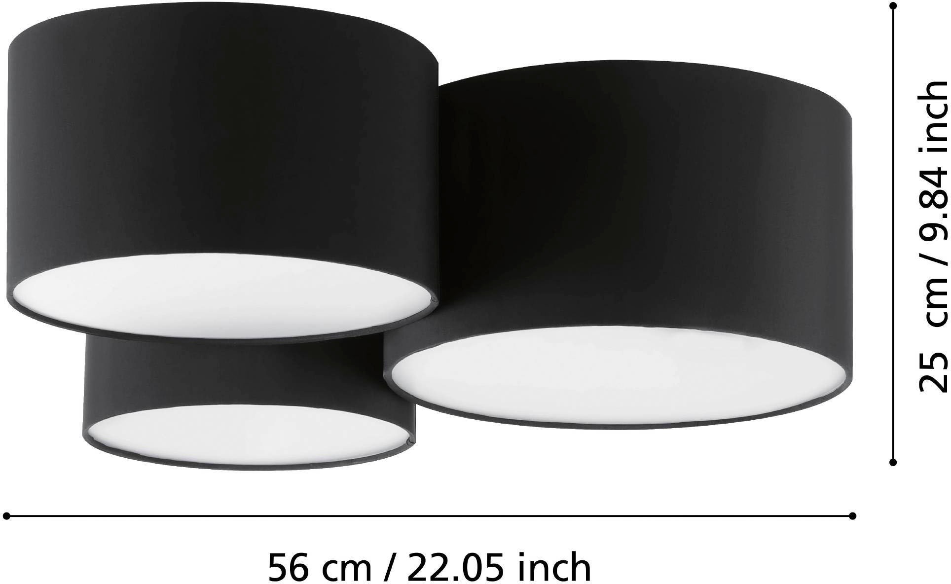 EGLO Deckenleuchte »PASTORE 2«, Leuchtmittel E27 | Leuchtmittel wechselbar-ohne Leuchtmittel, Deckenlampe aus Textil in Schwarz und Weiß, E27, Schlafzimmerlampe