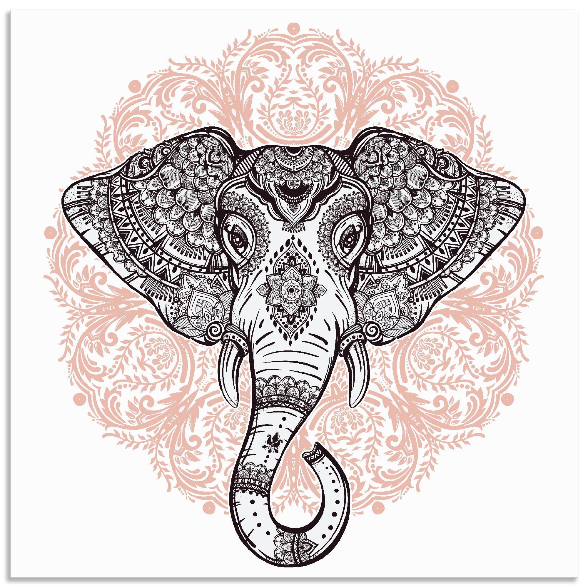 Artland Wandbild »Vintage Mandala Elefant«, Wildtiere, (1 St.), als Leinwan günstig online kaufen