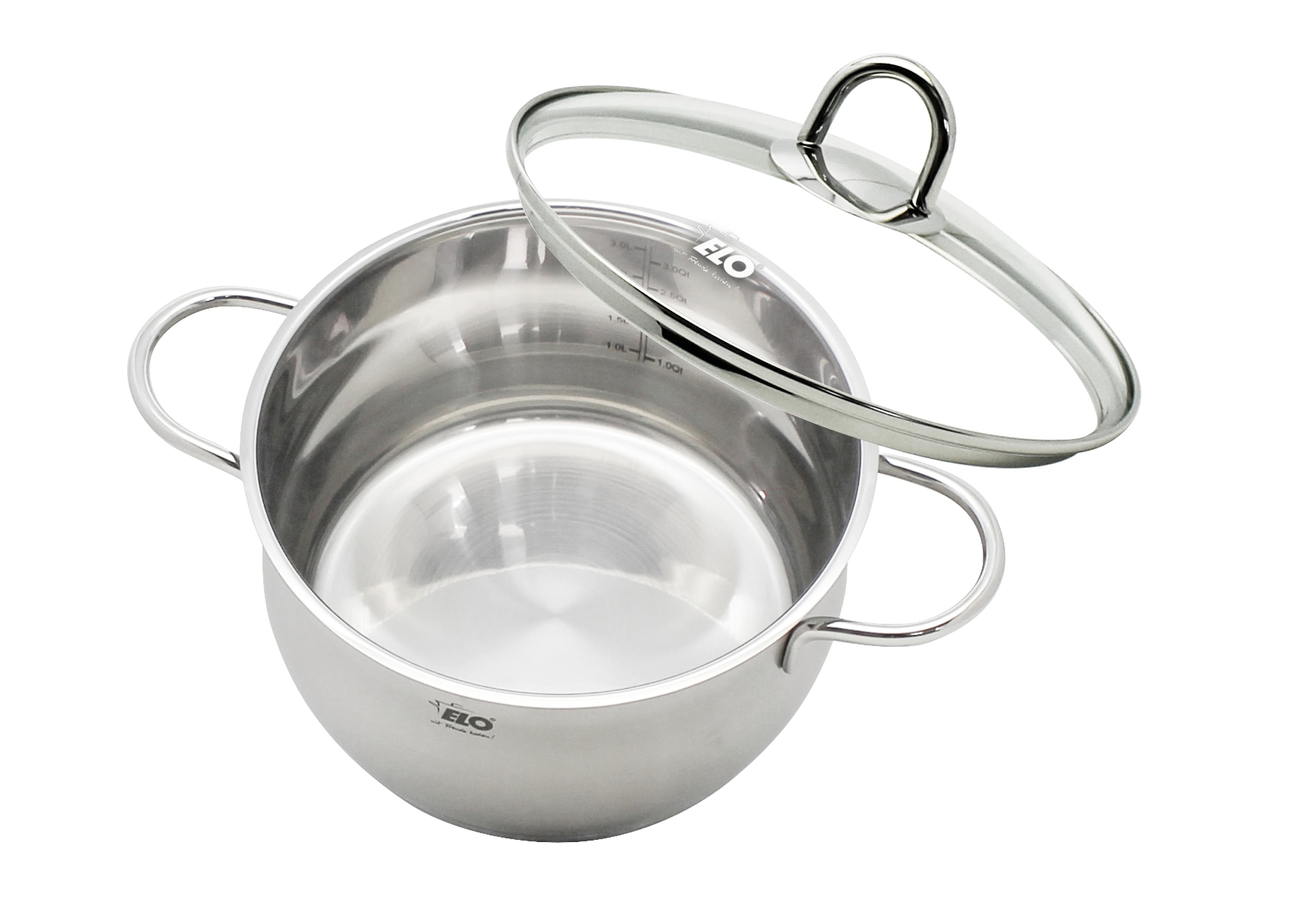 Elo Topf-Set »Platin« Set, 1 Bratentopf 20 cm, je 1 Fleischtopf 16/20/24 cm, 1 Kasserolle 16 cm, 9 Stk. tlg. Edelstahl 18/10