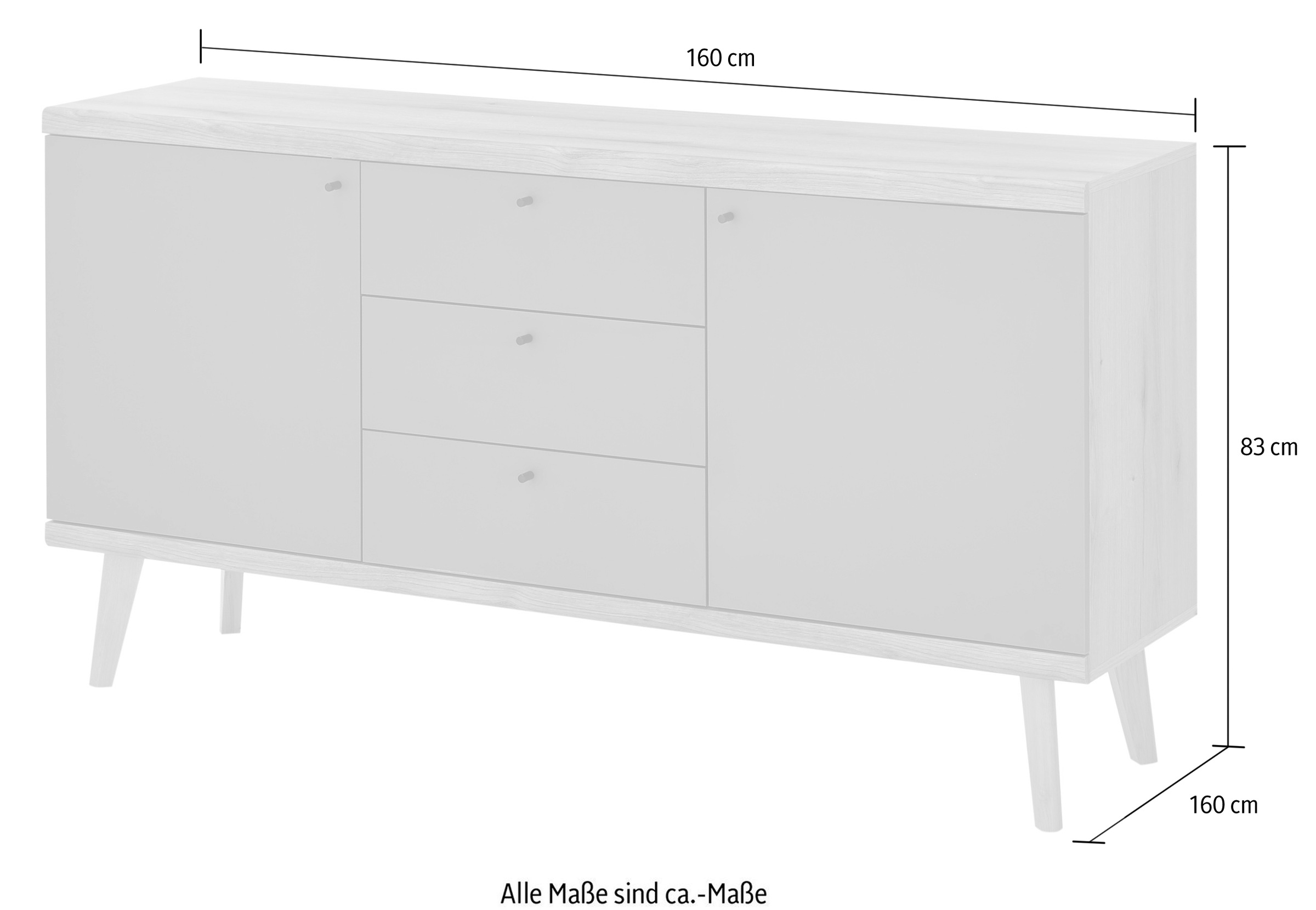 INOSIGN Sideboard »MAVAS«, in moderner Trendfarbe, Griffe aus Metall (Schwarz), Breite 160 cm