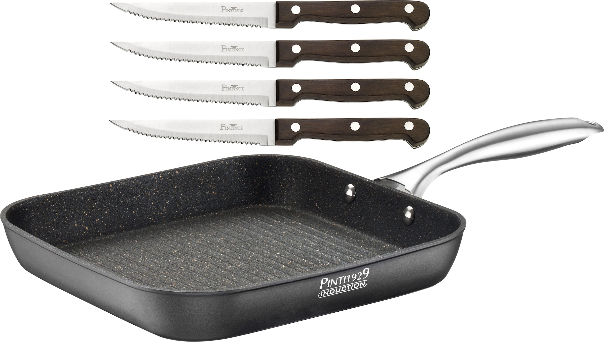 PINTINOX Grillpfanne »ST1« Aluminium Set, 5 Stk. tlg. Induktionsgeeignet, i günstig online kaufen