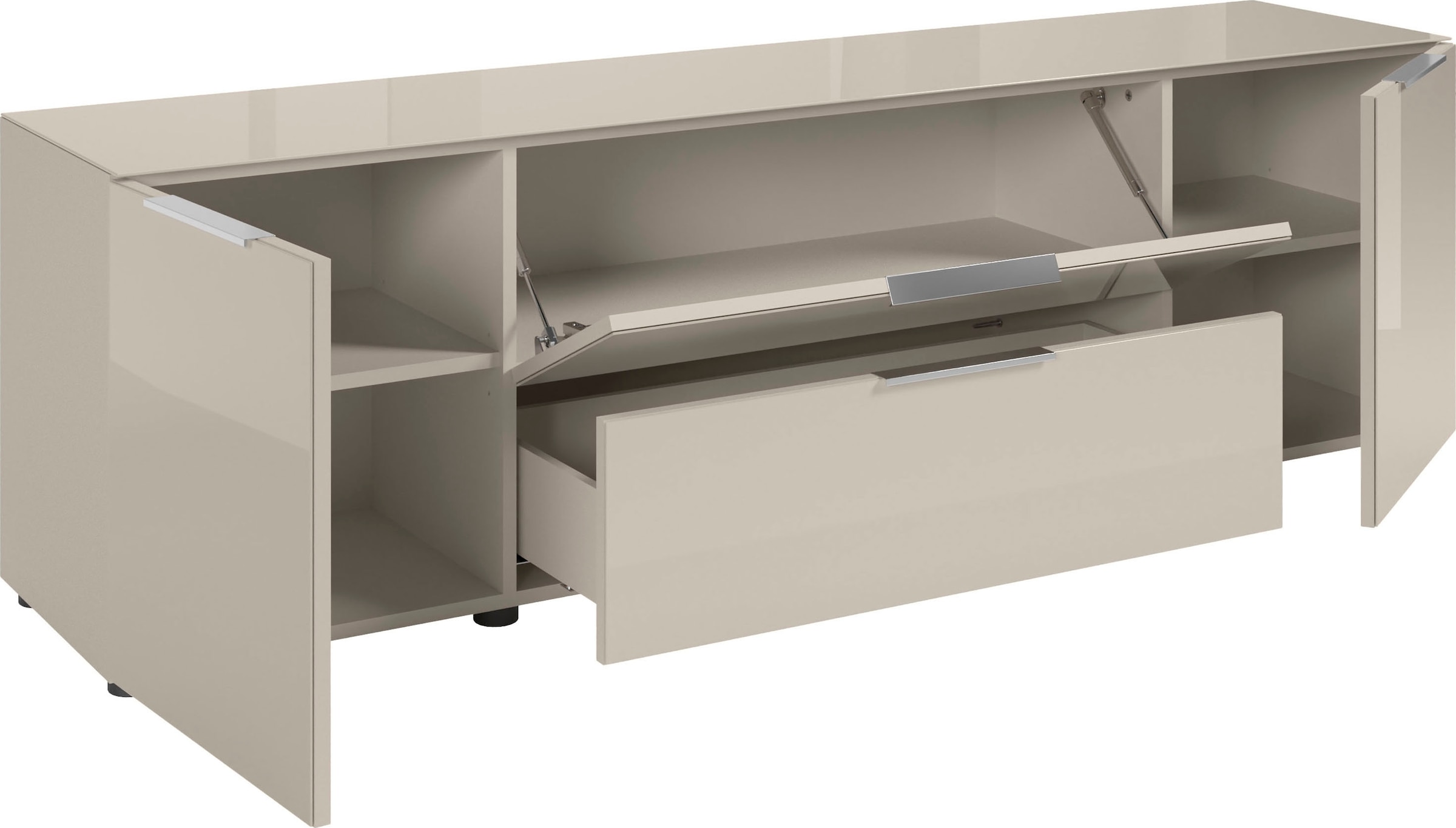 HBZ Lowboard »Santorin, BxHxT 180x99x40 cm«, (1 St.), Breite 180cm, Softclose für Türen und Schubkästen, Melaminbeschichtung