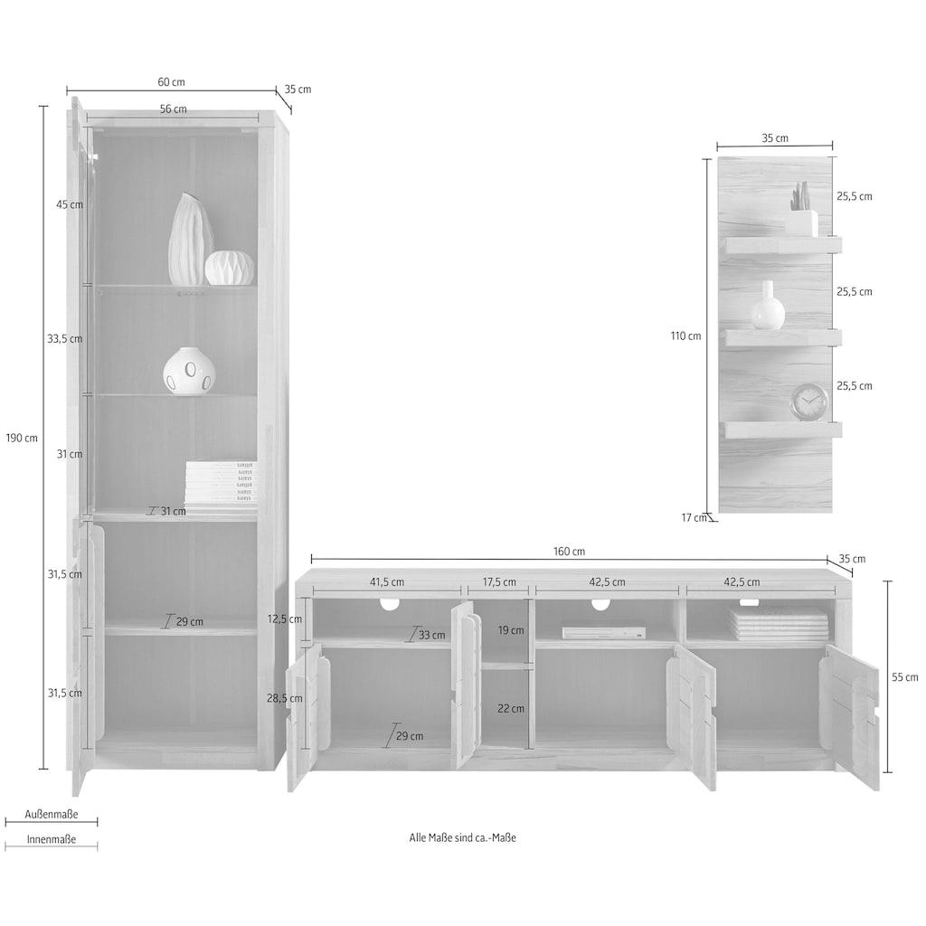 Woltra Wohnwand »Silkeborg«, (Set, 3 St.)