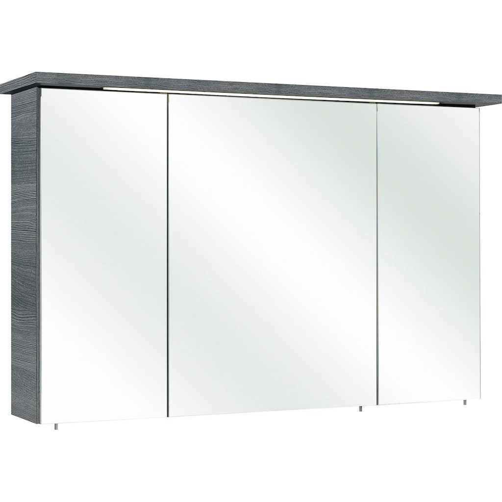 Saphir Badmöbel-Set »Quickset 2-teilig, Glaswaschtisch mit LED-Spiegelschrank, 115 cm breit«, (2 St.)