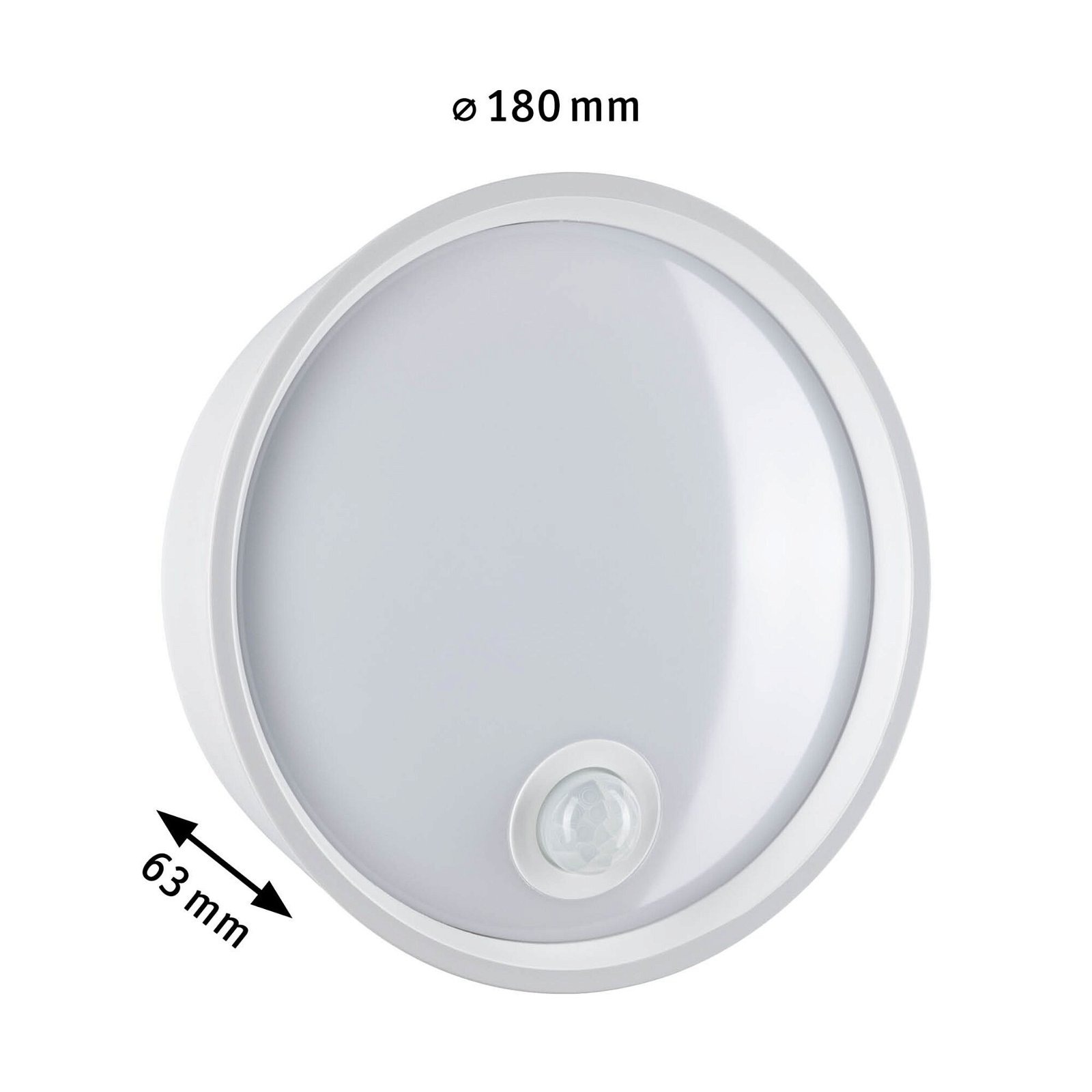 Paulmann LED Außen-Wandleuchte »Platomo IP44 rund 180mm 3000K 14,5W 1200lm 230V Kunststoff«, 1 flammig, Bewegungsmelder seewasserresistent