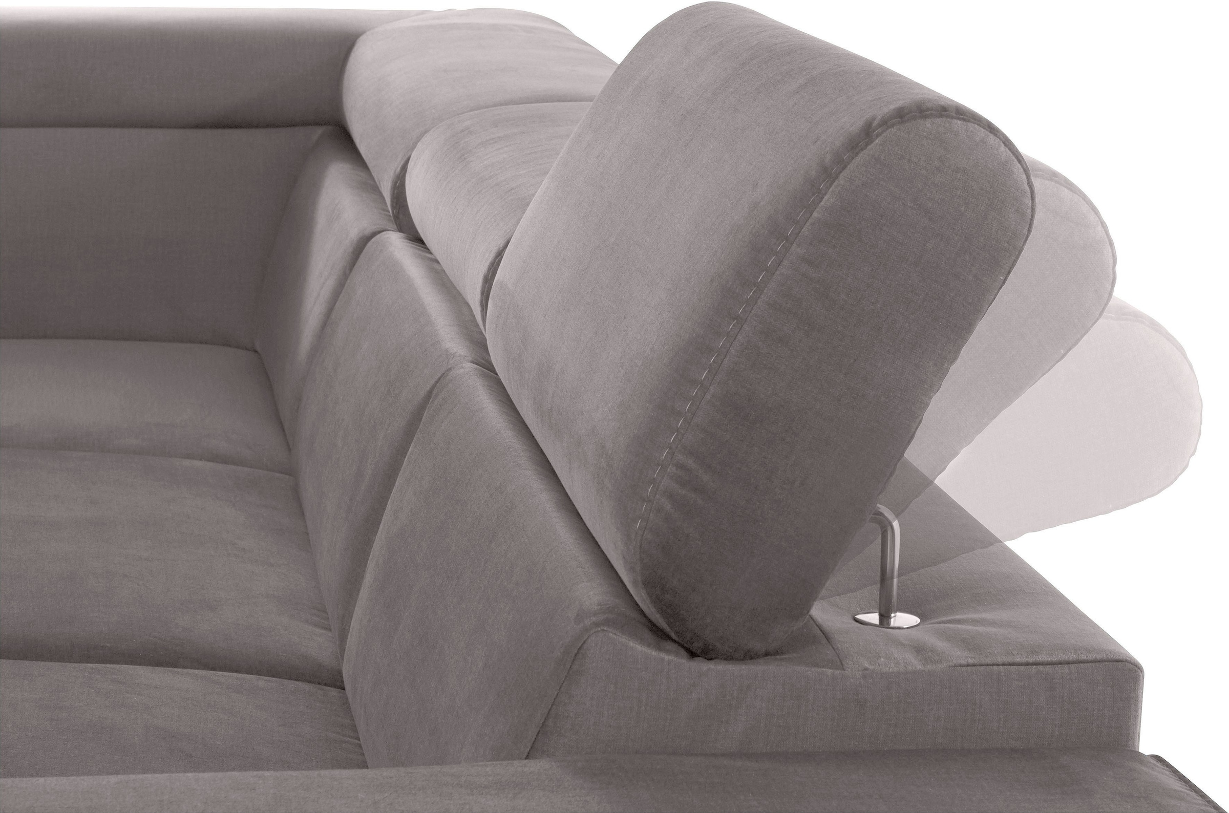 COTTA Polstergarnitur »Morven L-Form«, (Set), Set bestehend aus: Ecksofa mit Kopfteilverstellung & Hocker