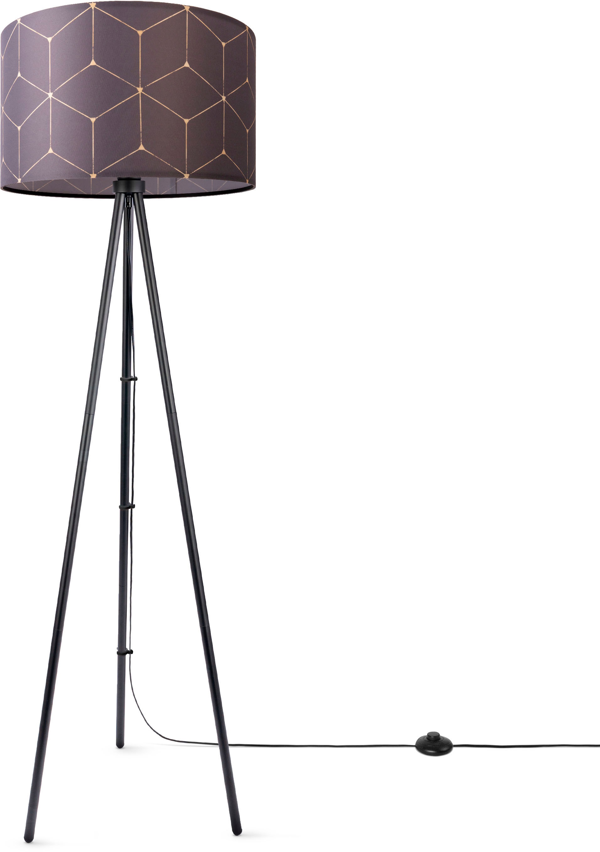 Paco Home Stehlampe »Trina Cube« E27 Lampenschirm Stoff Modern Wohnzimmer Stehlampe Leselampe E27 Rund