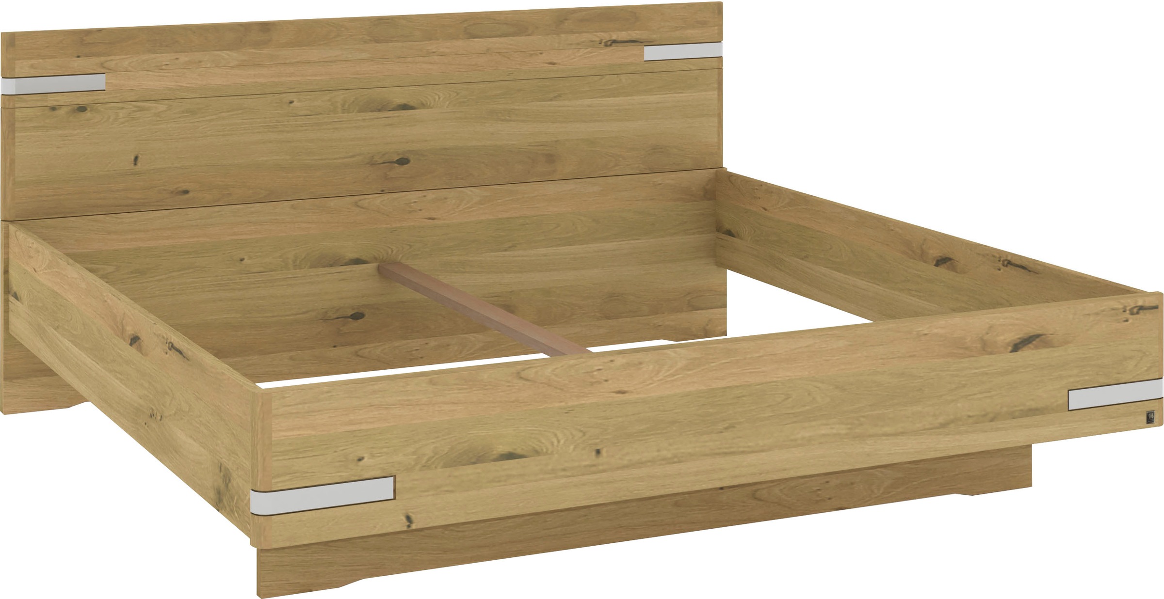 Musterring Holzbett »Savona«, (Belastbarkeit 220 Kg, 4-fache Liegehöhenverstellung, MADE IN GERMANY), Kopfteil in Bianco-Eiche massiv, Details in Chrom, verschiedene Größen
