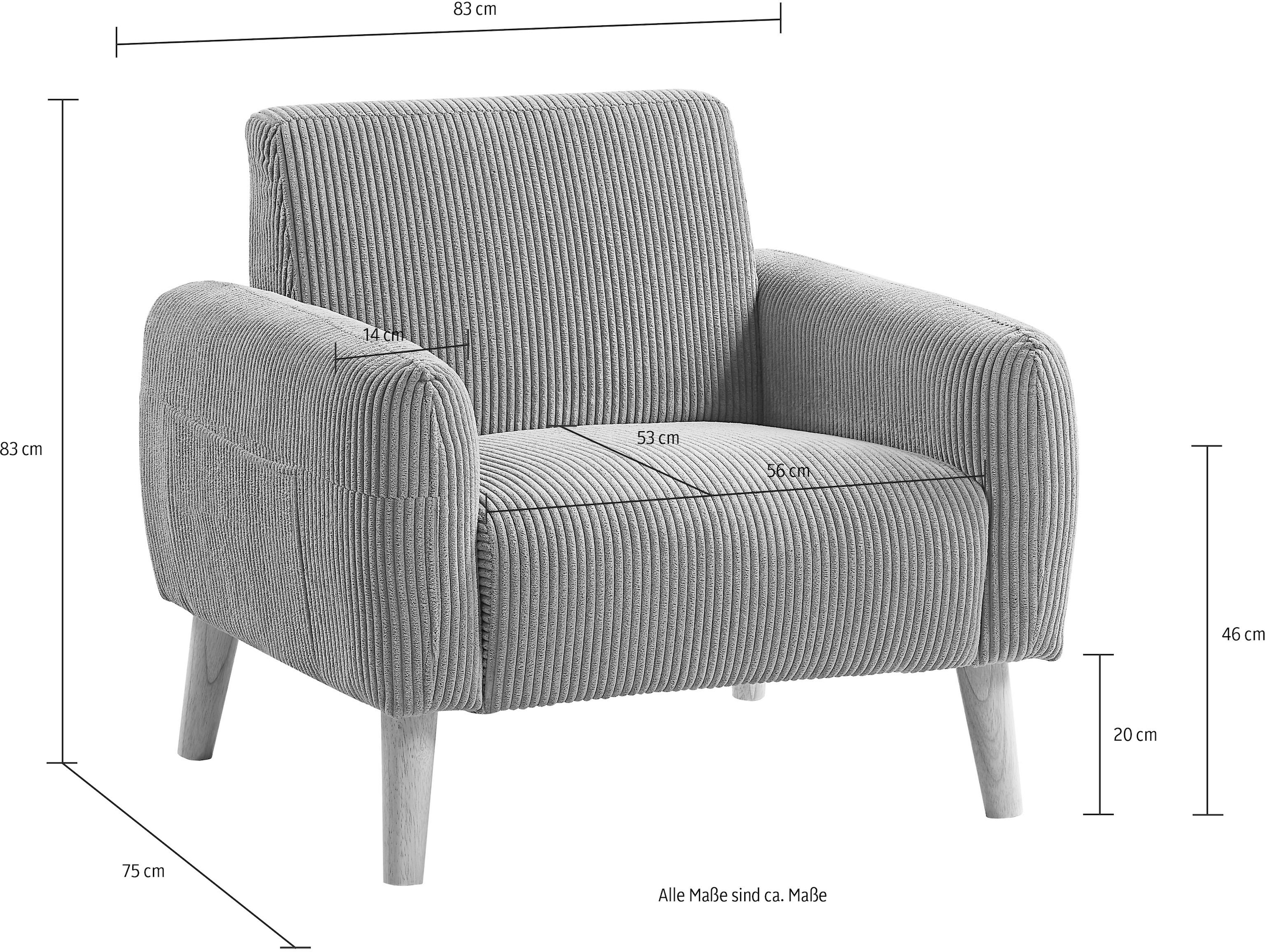 ATLANTIC home collection Sessel »Moby«, mit Federkern, kleiner Tasche und in modernem Cordbezug
