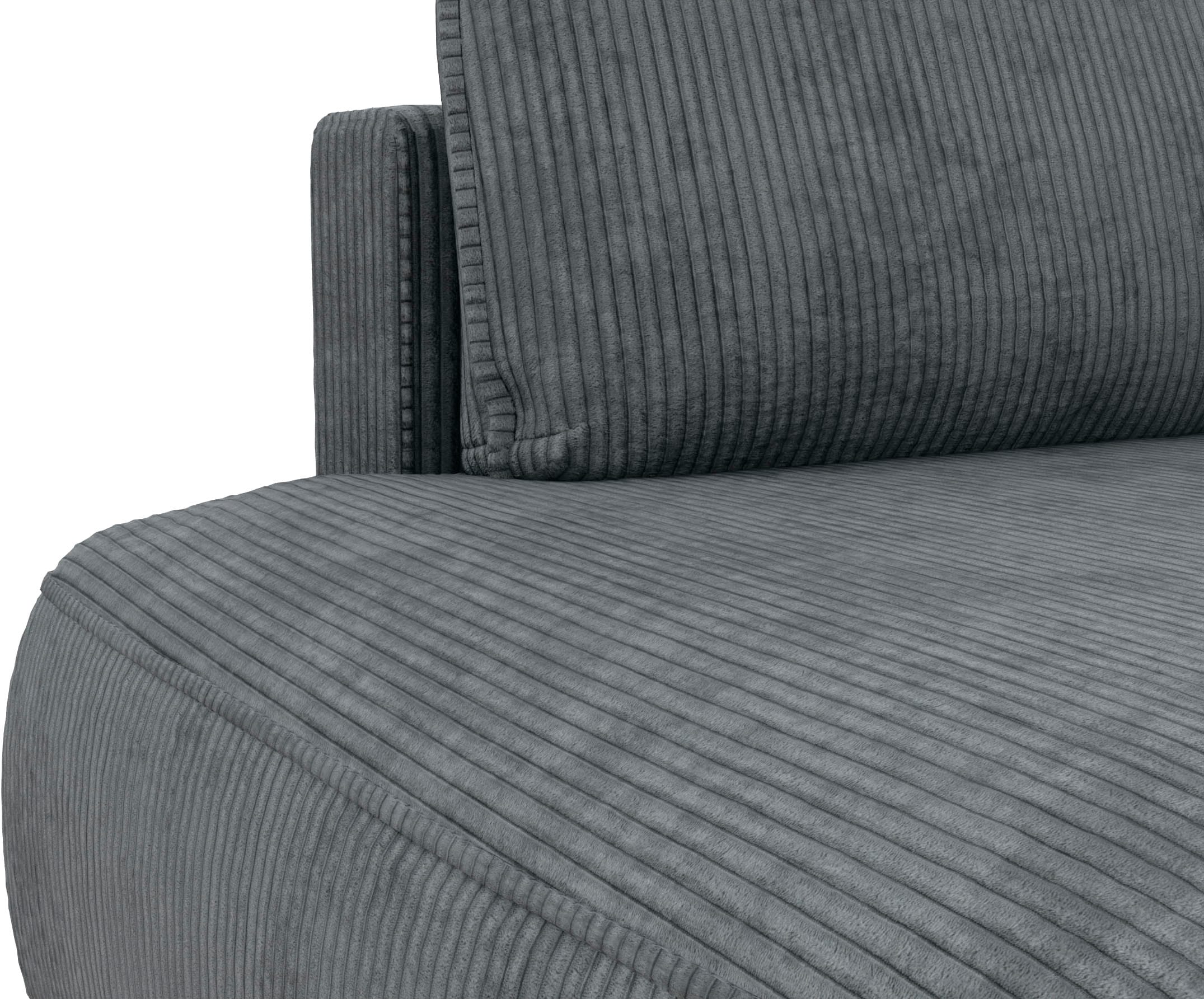 TRENDMANUFAKTUR Ecksofa »Fordon II, Schlafsofa mit Bettkasten, Couch in L-Form, Breite 250 cm«, in Cordstoff HYPER, dunkelgrau, Armlehne rechts