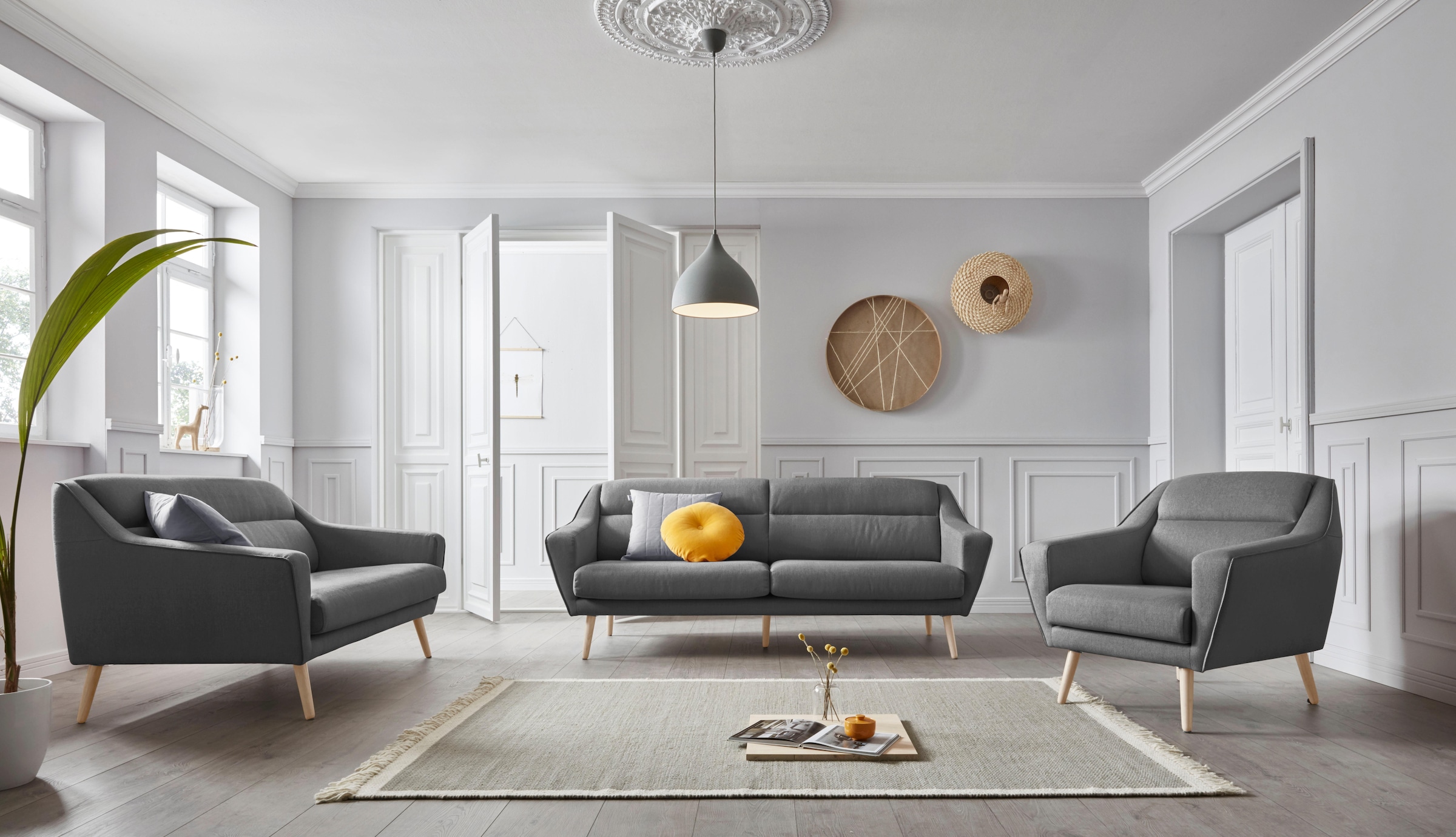 andas 3-Sitzer »Bille«, mit Naht im Rückenkissen und Eiche-Beinen, Design by Morten Georgsen