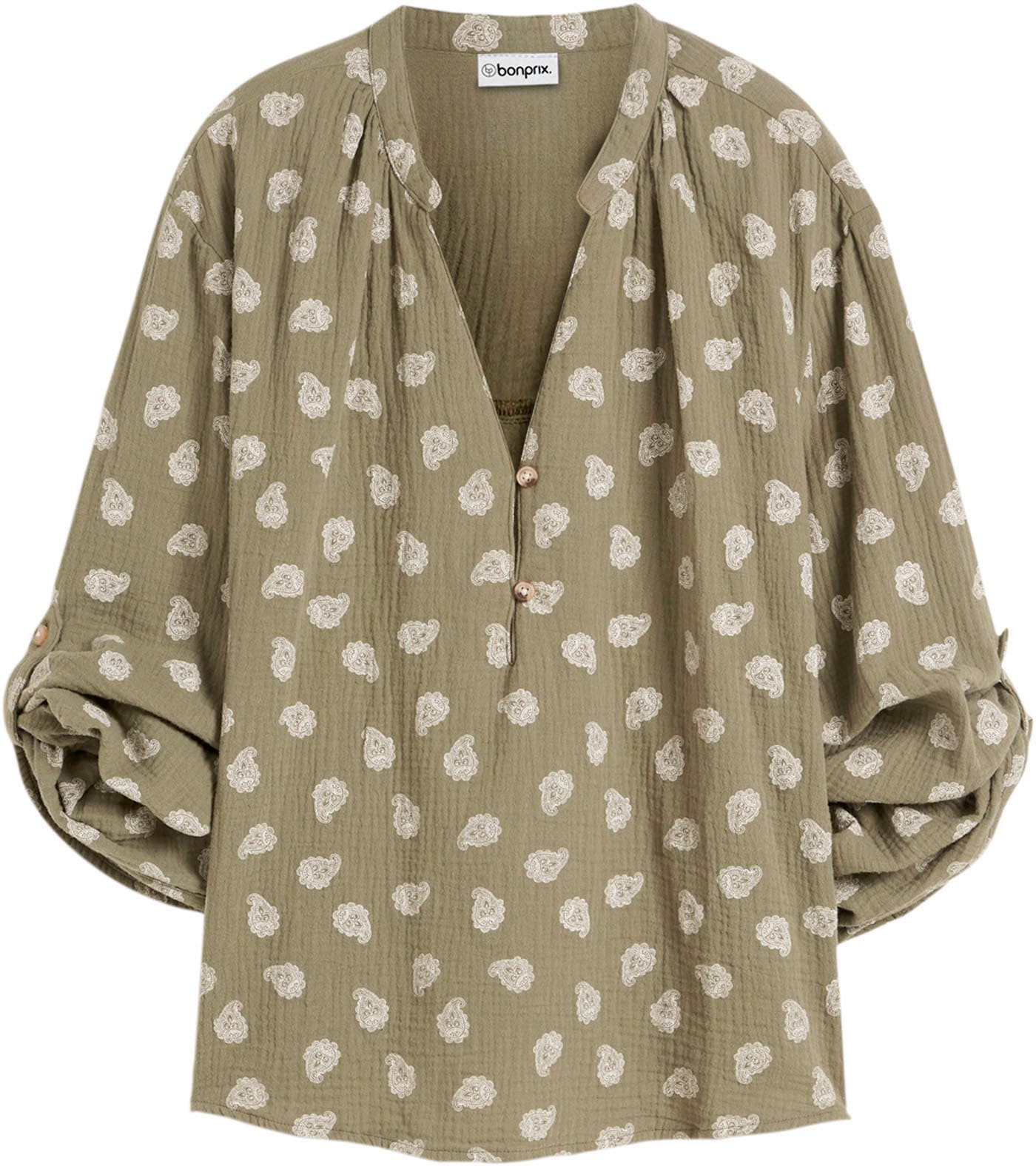 bonprix Langarmbluse »Oversize-Bluse aus luftigem Musselin« Oversize-Passform, für den Alltag, aus Musselin, mit V-Ausschnitt