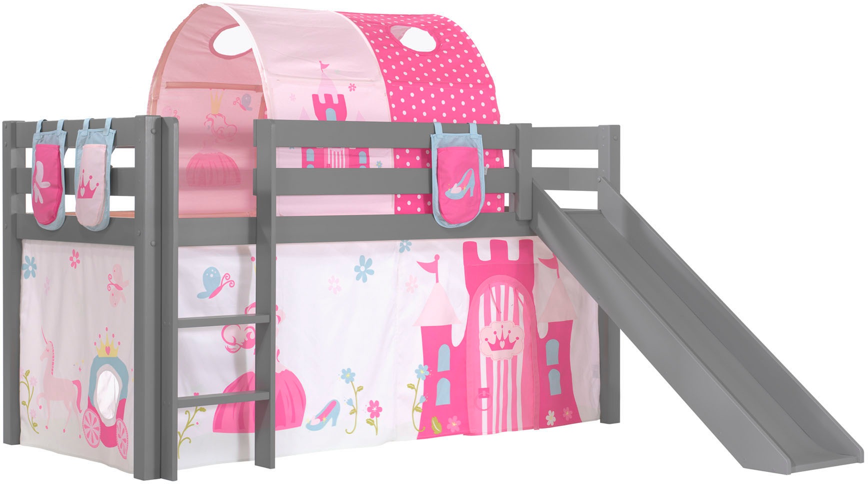 Vipack Hochbett "Pino, Spielbett massiv Kiefer, stabil gebaut, 3 Korpusfarb günstig online kaufen