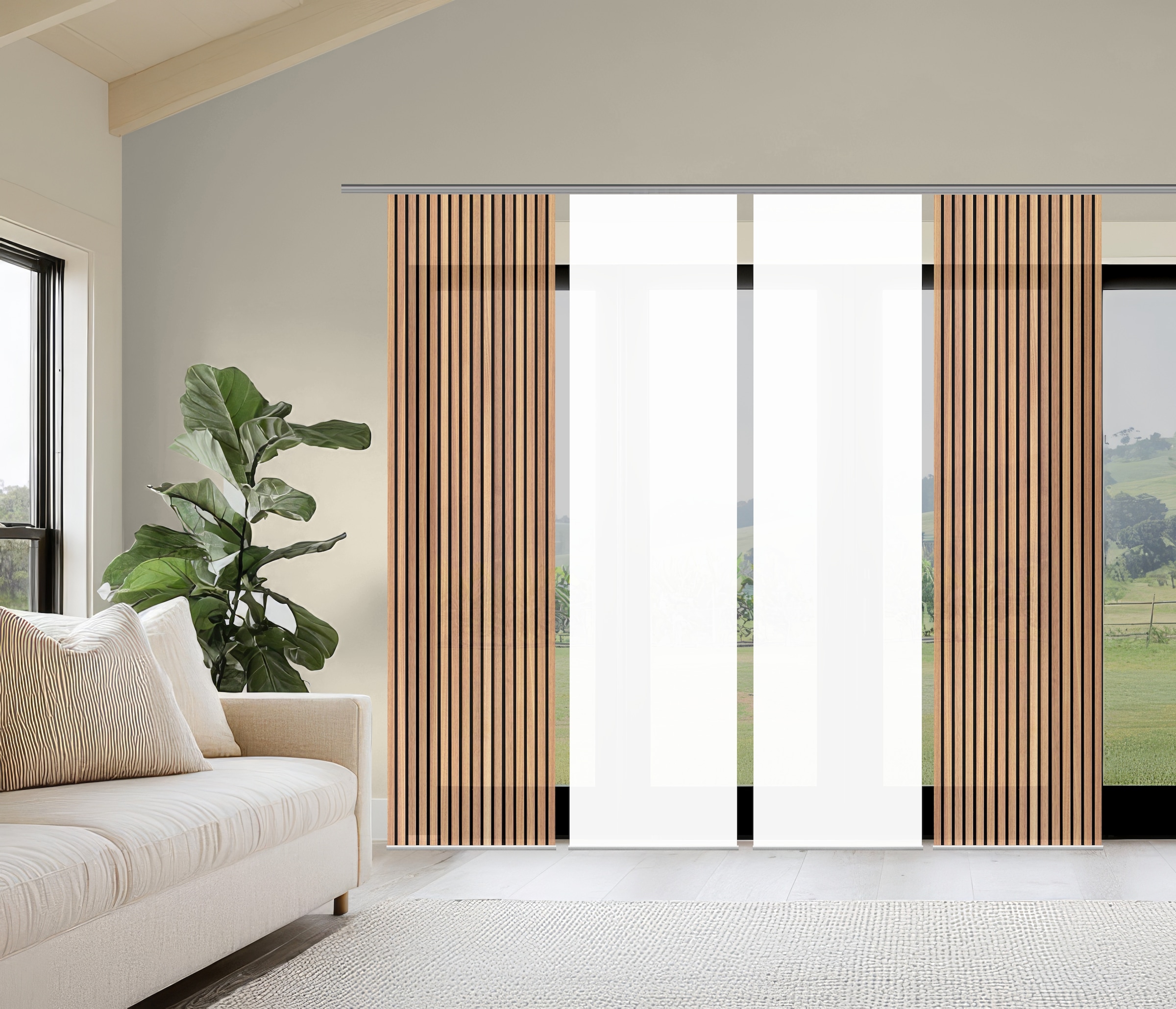 HOME WOHNIDEEN Schiebegardine »PANILO« Paneelwagen 4 Stk. tlg. Schiebewand günstig online kaufen