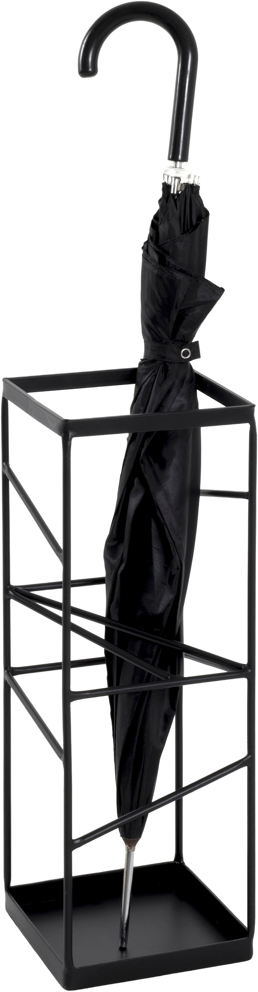 HAKU Schirmständer »Regenschirmständer, Schirmkorb« quadratisch - aus Metall Schwarz - B/T/H 17/17/49 cm