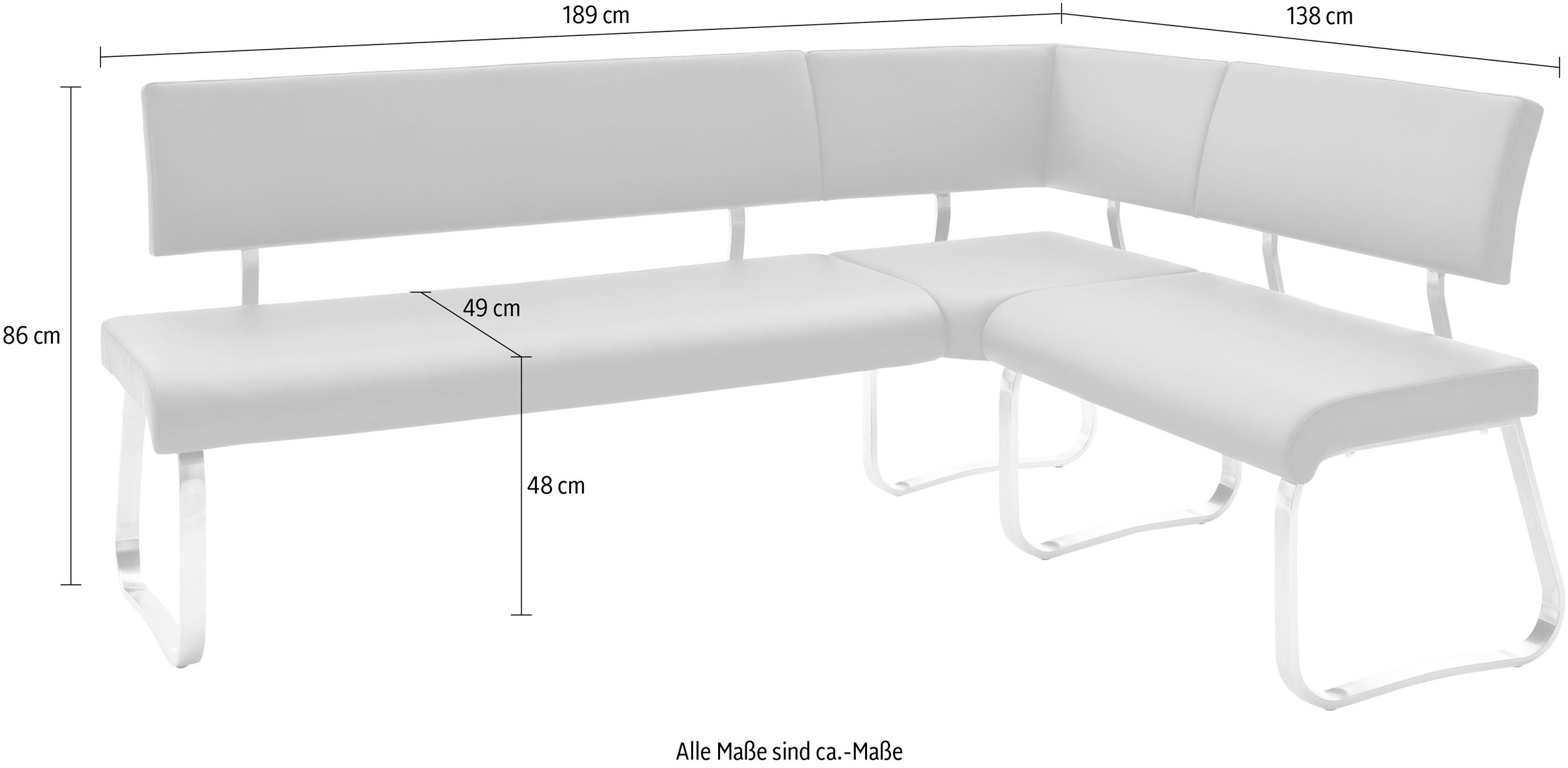 MCA furniture Eckbank "Arco", Eckbank frei im Raum stellbar, Breite 200 cm, günstig online kaufen