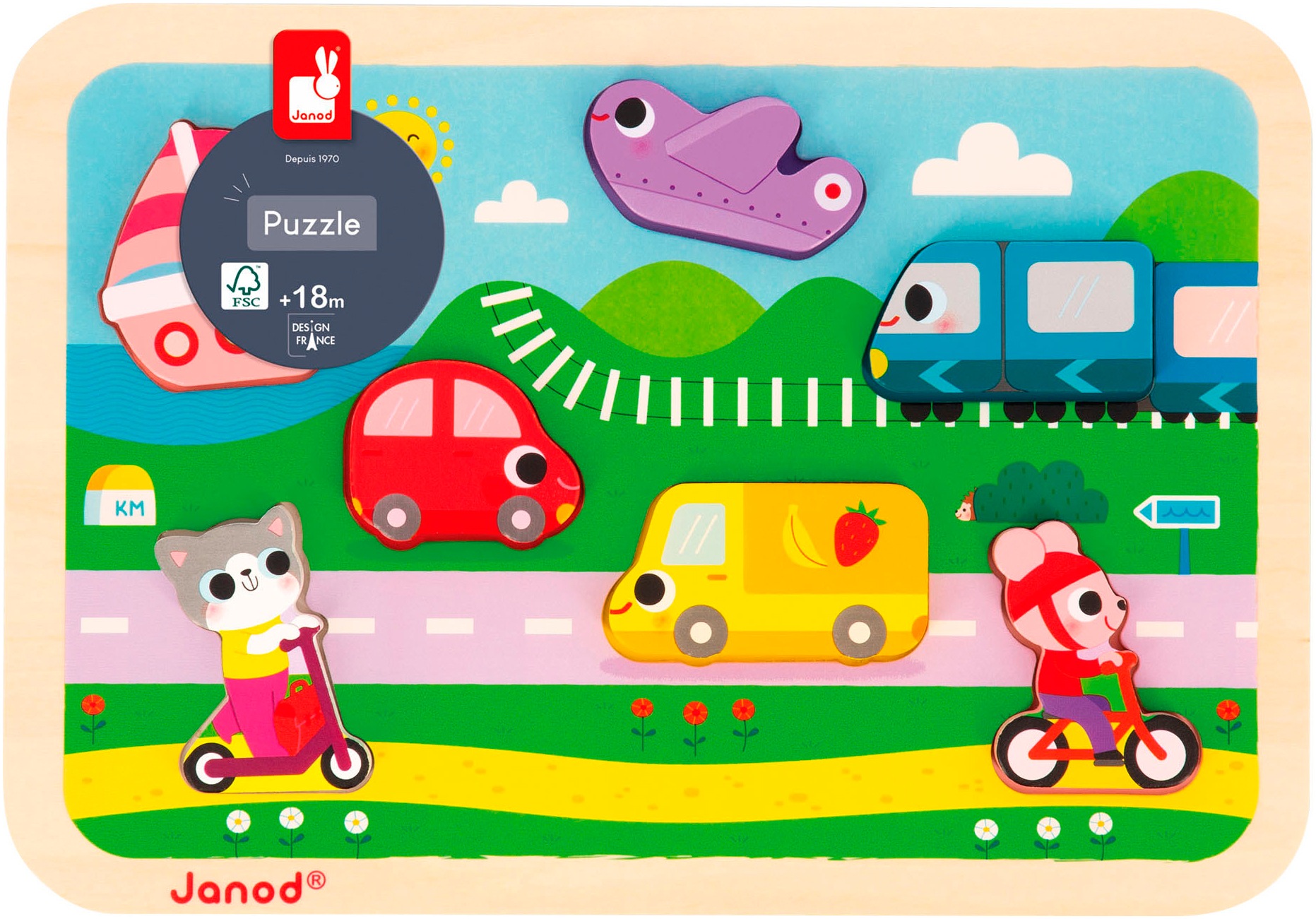 Janod Steckpuzzle »Die Fahrzeuge«, FSC®- schützt Wald - weltweit