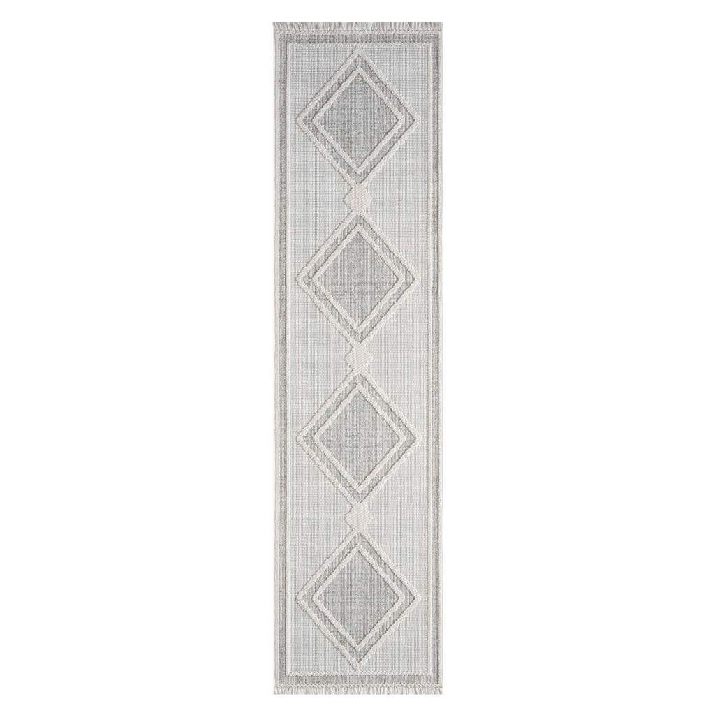 Carpet City Teppich »LINDO 8853«, rechteckig, 11 mm Höhe, Kurzflor, Hochtief-Muster/ 3D-Effekt, Fransen, Boho-Stil, Wohnzimmer