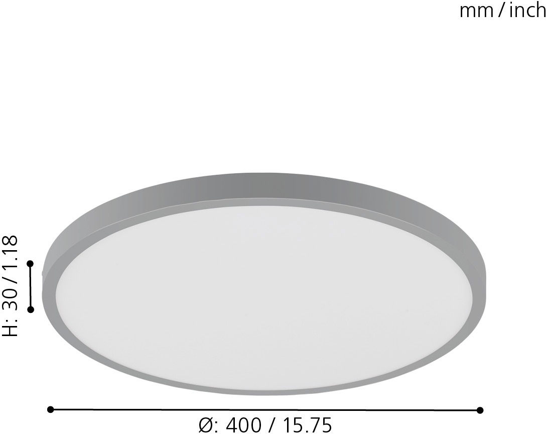 EGLO Aufbauleuchte »FUEVA 1«, 1 flammig, Leuchtmittel LED-Board | LED fest integriert, schlankes Design, nur 3 cm hoch, Durchmesser 40 cm