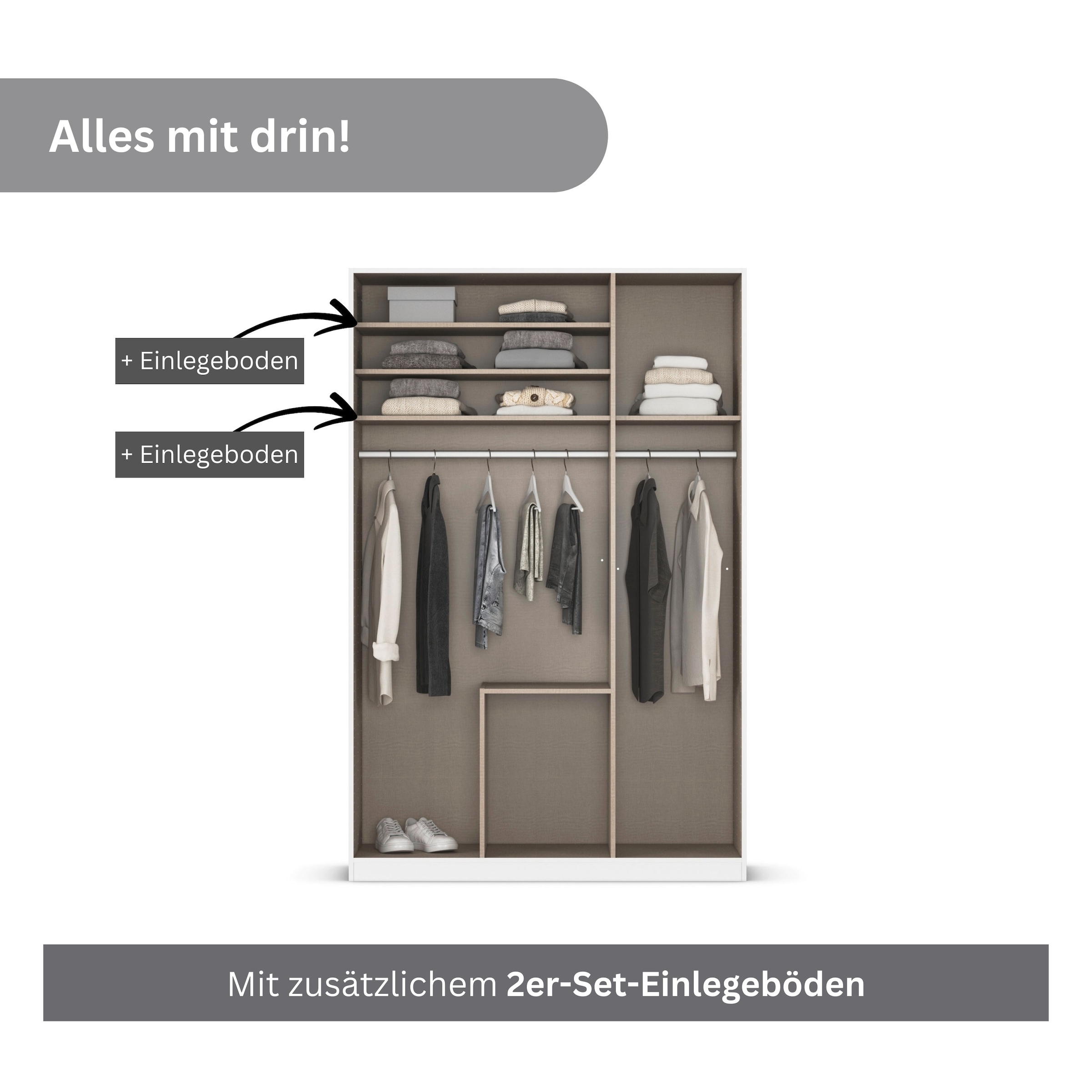rauch Drehtürenschrank »Kleiderschrank Kleiderschränke Schrank Garderobe AGORDO mit Glasfront«, mit Außenschubkästen, in 6 Breiten und 2 Höhen MADE IN GERMANY