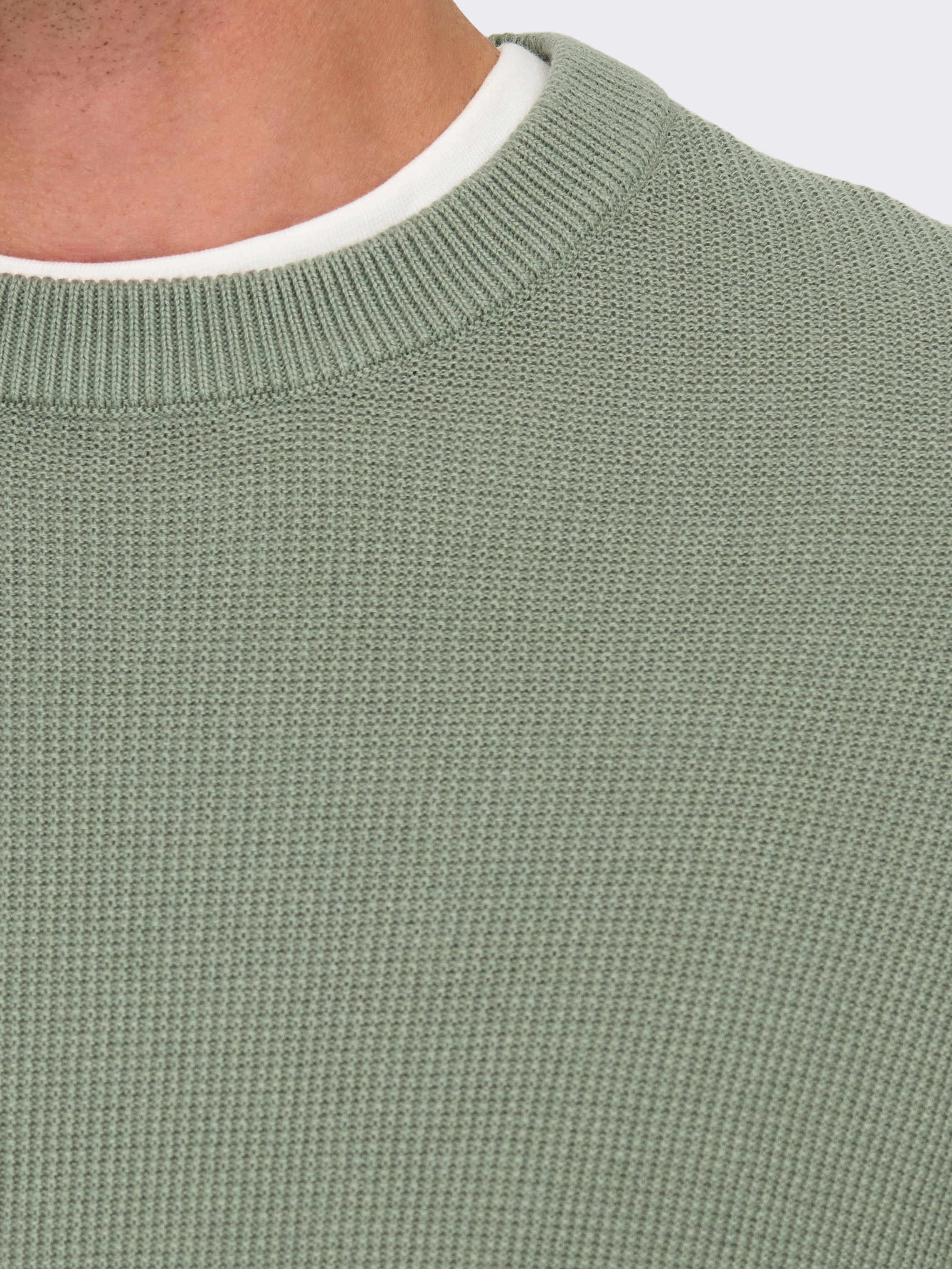 ONLY & SONS Rundhalspullover »ONSTONY DS 12 LS WAFFLE CREW KNIT«