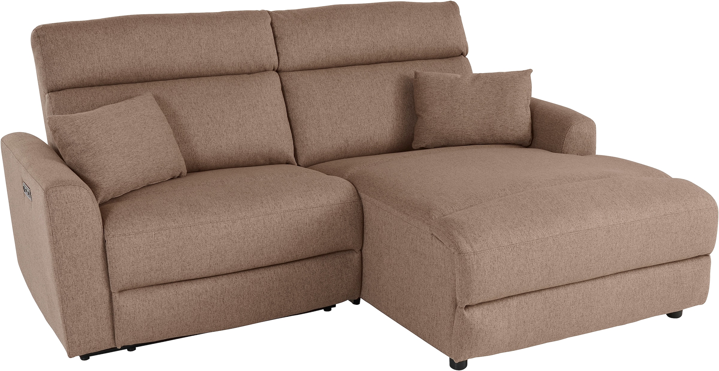 INOSIGN Ecksofa »JENNA, L-Form, 209cm, manuelle u. elektrische Funktion, mit USB A/C,«, Liegefunktion 105°-150°, Federkern, Struktur fein