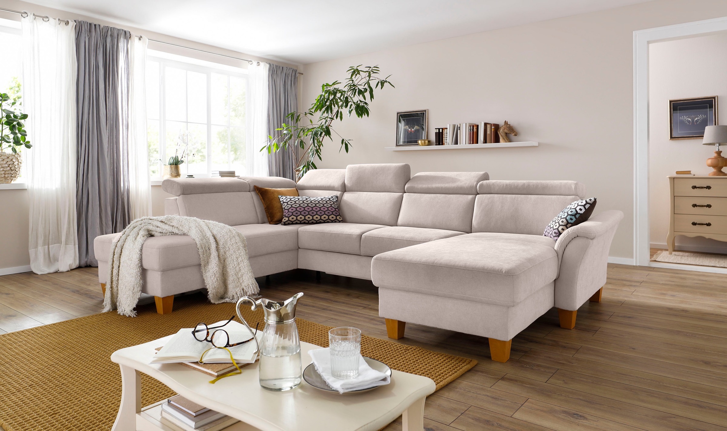 Home affaire Wohnlandschaft »Conville U-Form« Kopfteilverstellung wahlweise günstig online kaufen