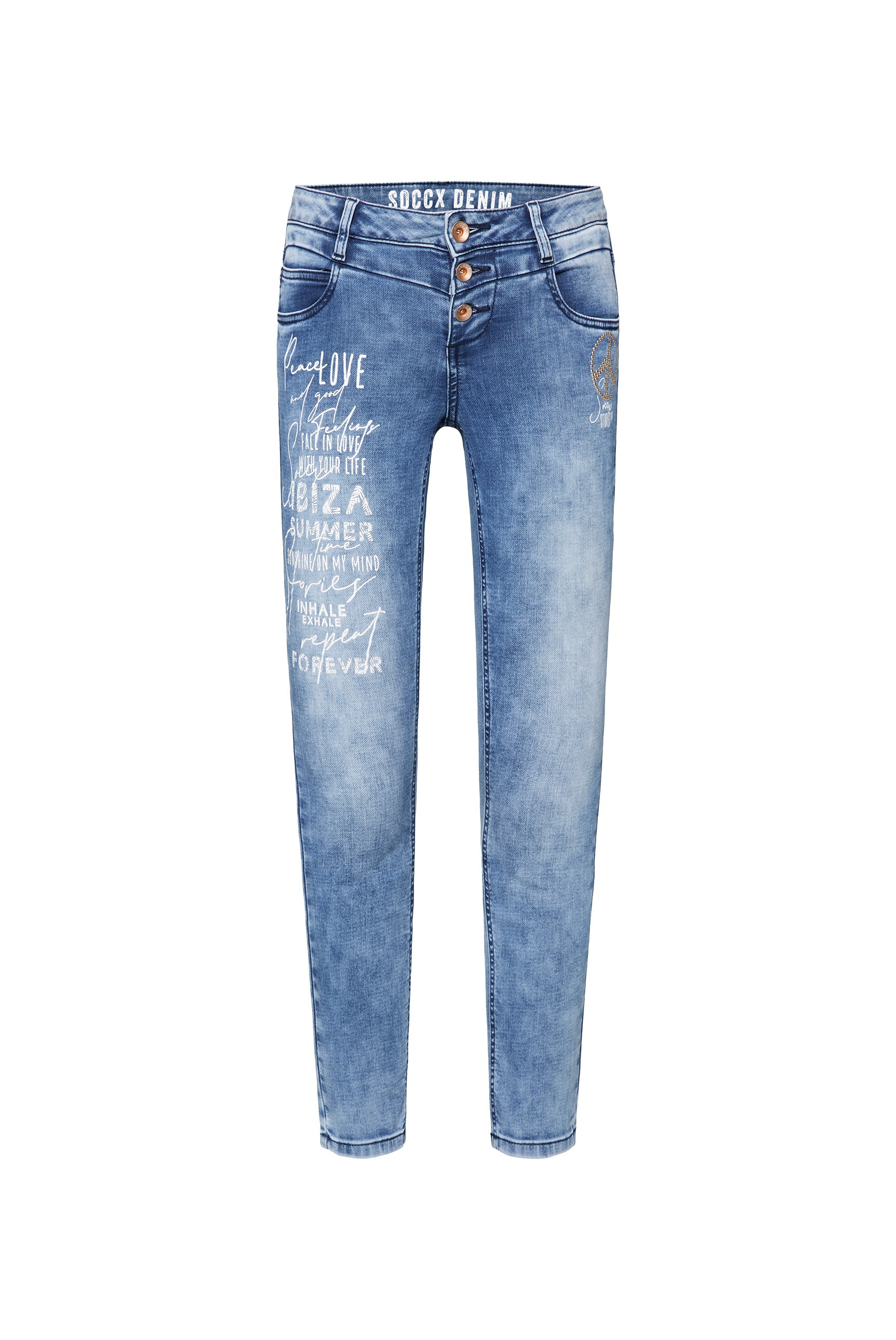 SOCCX Slim-fit-Jeans, mit Wording-Print