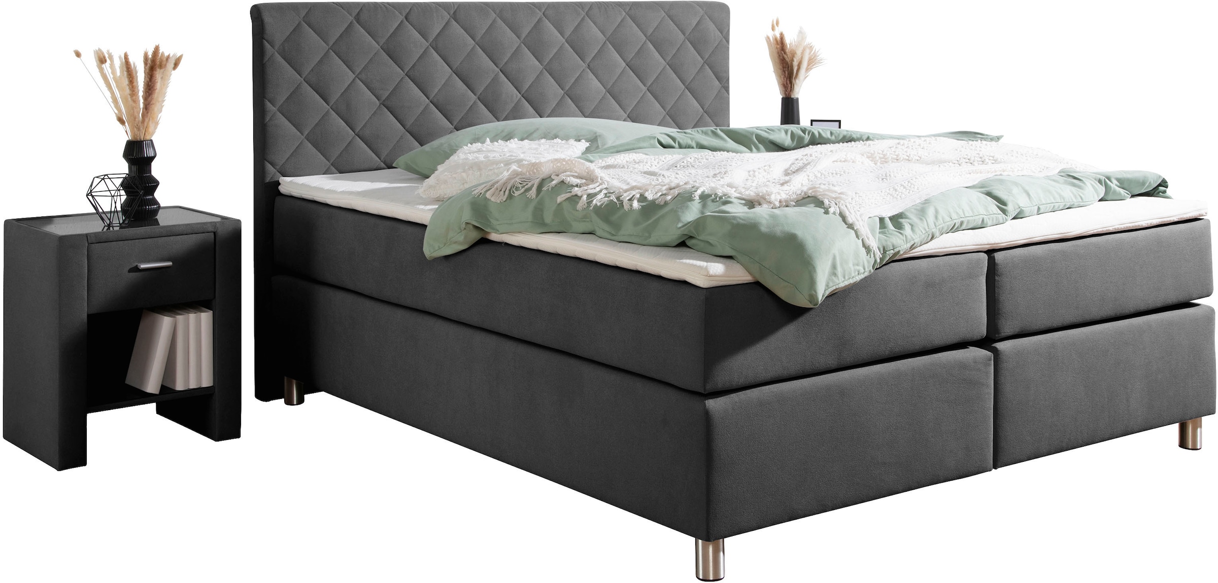 Leonique Boxspringbett »Bernard, in verschiedenen Breiten«, inkl. Topper, M günstig online kaufen