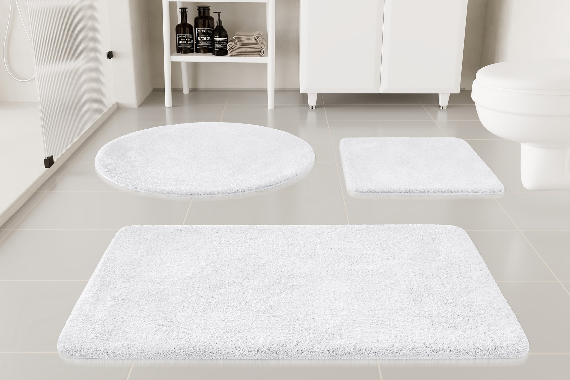 my home Badematte »Neele«, rutschhemmend beschichtet, schnell trocknend, Badteppich, getuftet, modern, Uni, antirutsch, flauschig, hochflor