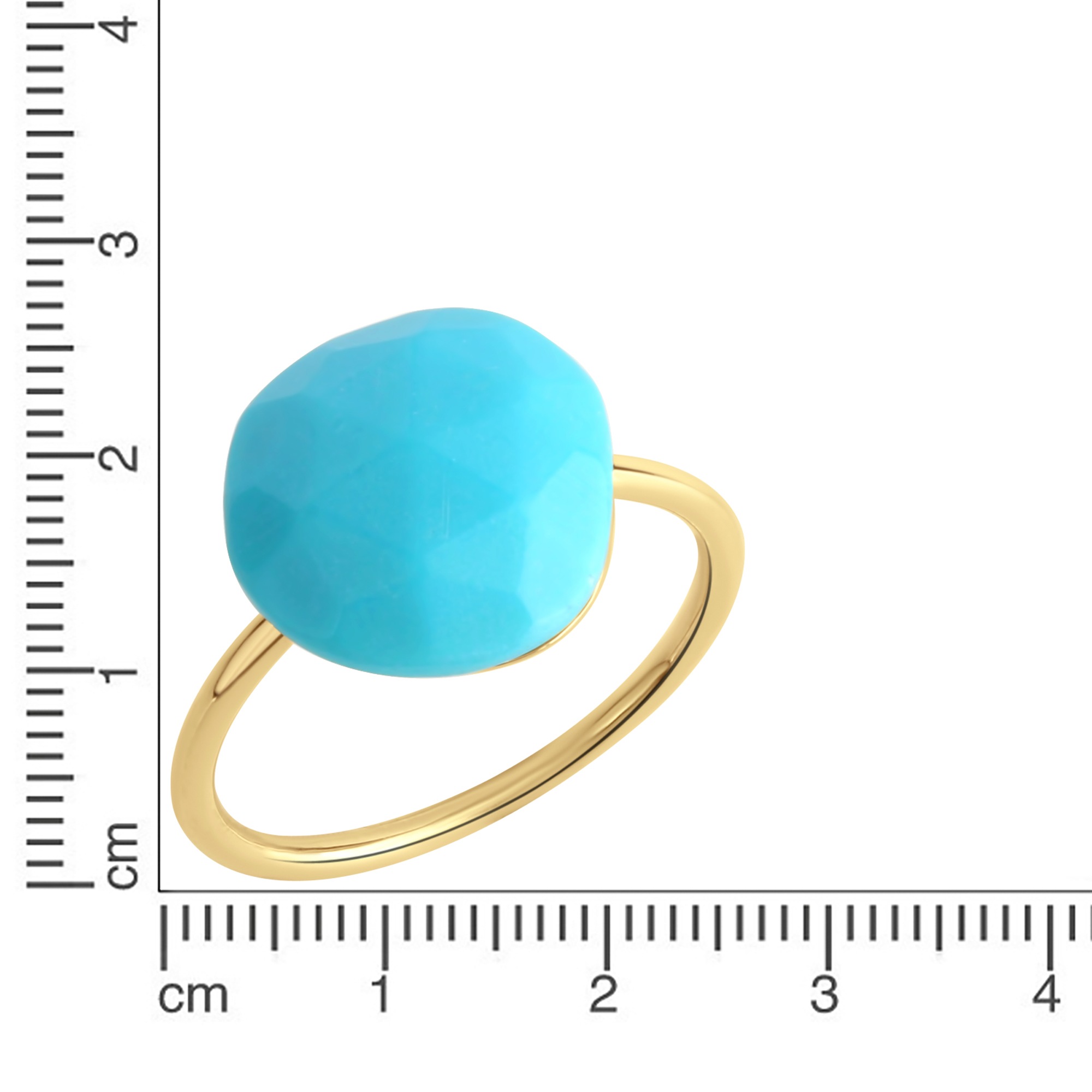 Jamelli Fingerring »Silber 925 vergoldet mit Türkis (beh.) 12x12mm«
