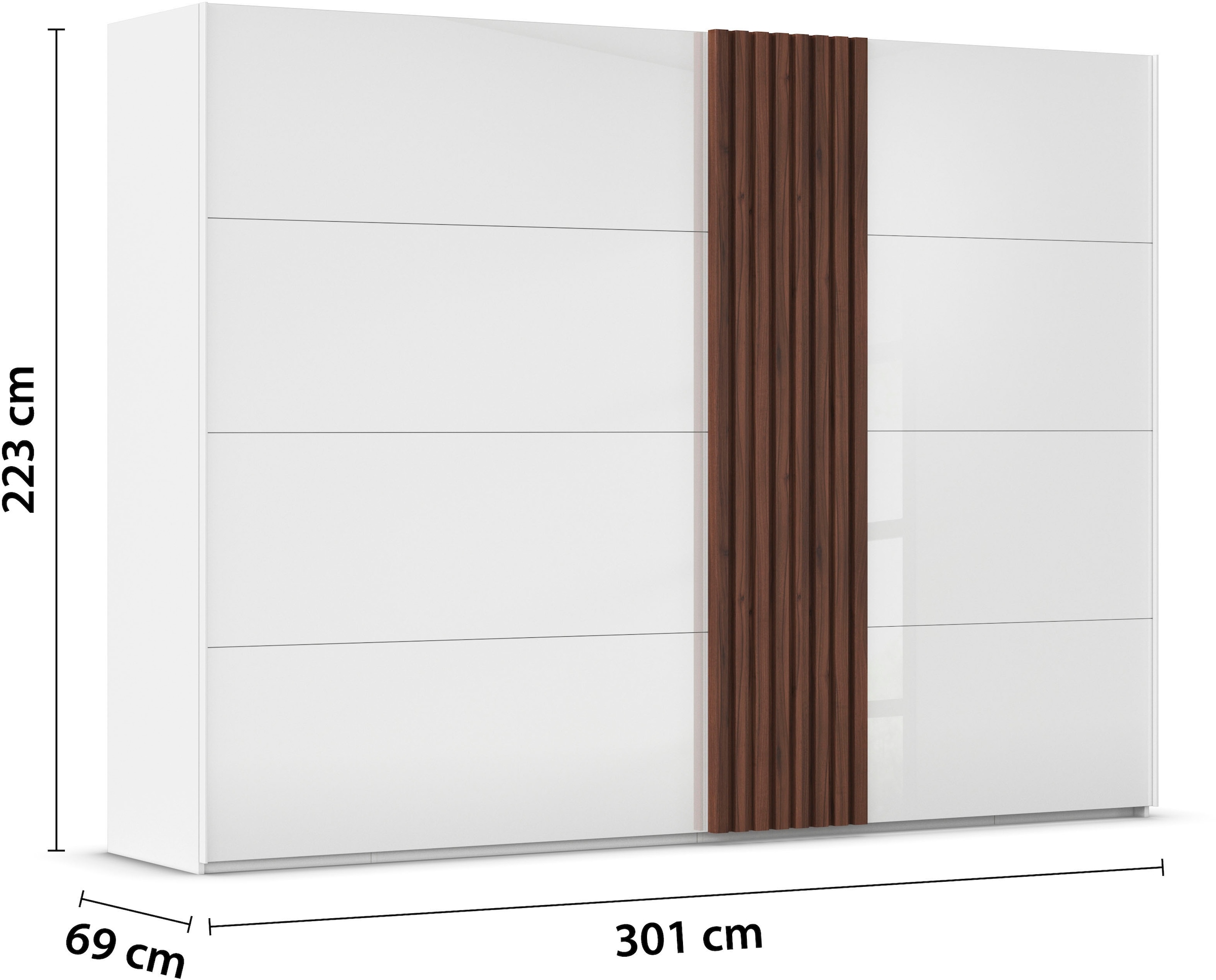 rauch Schwebetürenschrank »Kleiderschrank Schrank Garderobe Wäscheschrank TEGIO«, mit hochwertigen Holzdekoraufleistung und Glasfront MADE IN GERMANY