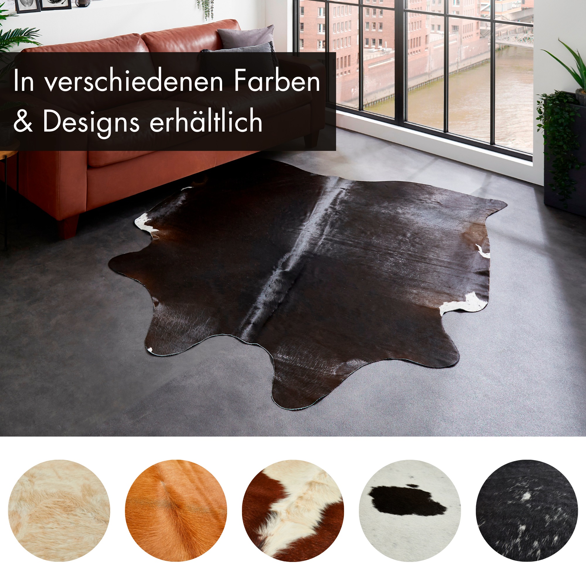 LUXOR living Fellteppich »Rinderfell«, fellförmig, 3 mm Höhe, echtes Rinderfell, Naturprodukt - daher ist jedes Fell ein Einzelstück