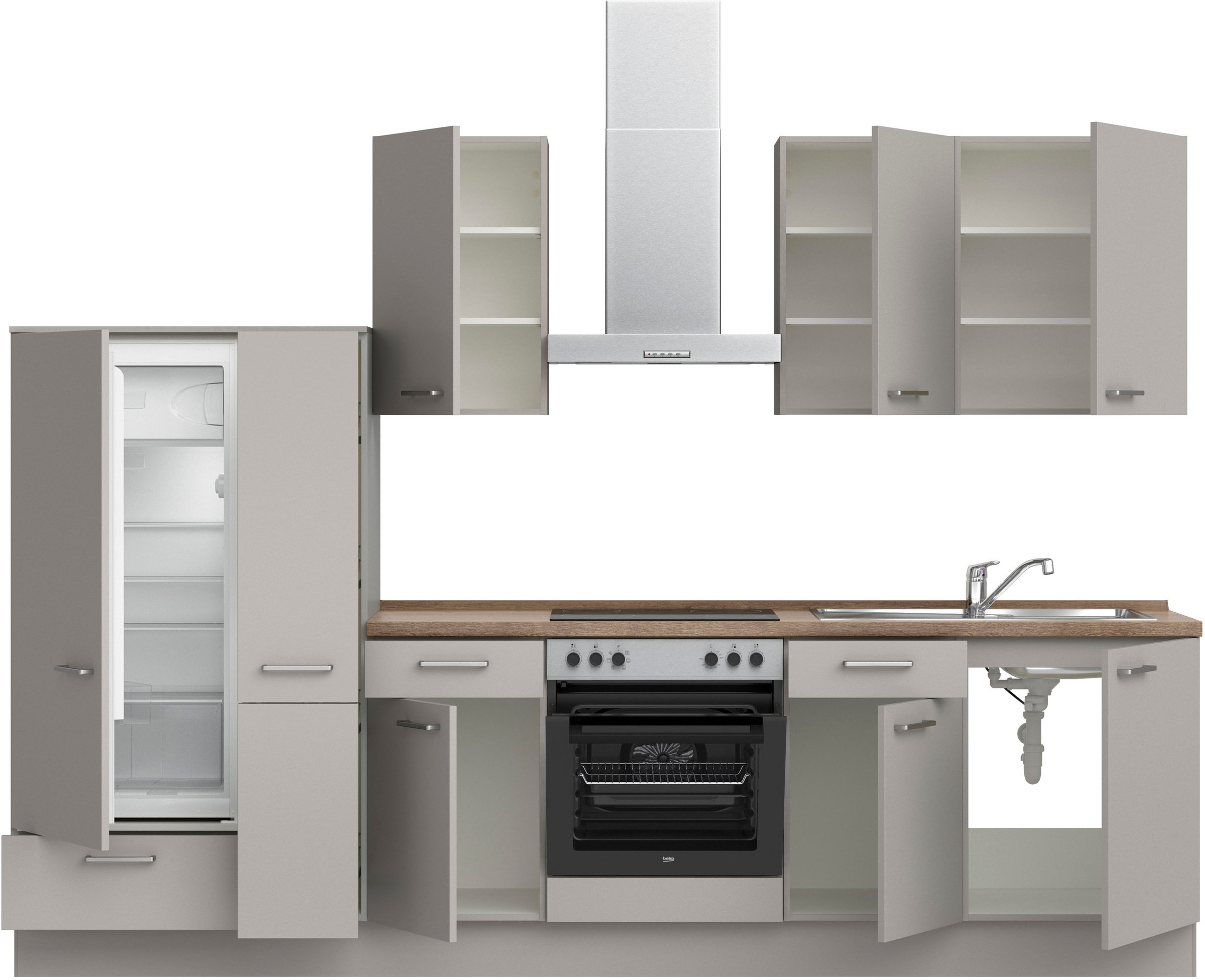 nobilia® Küchenzeile »"Touch I"«, vormontiert, Ausrichtung wählbar, Breite 300 cm, wahlw. mit E-Geräten