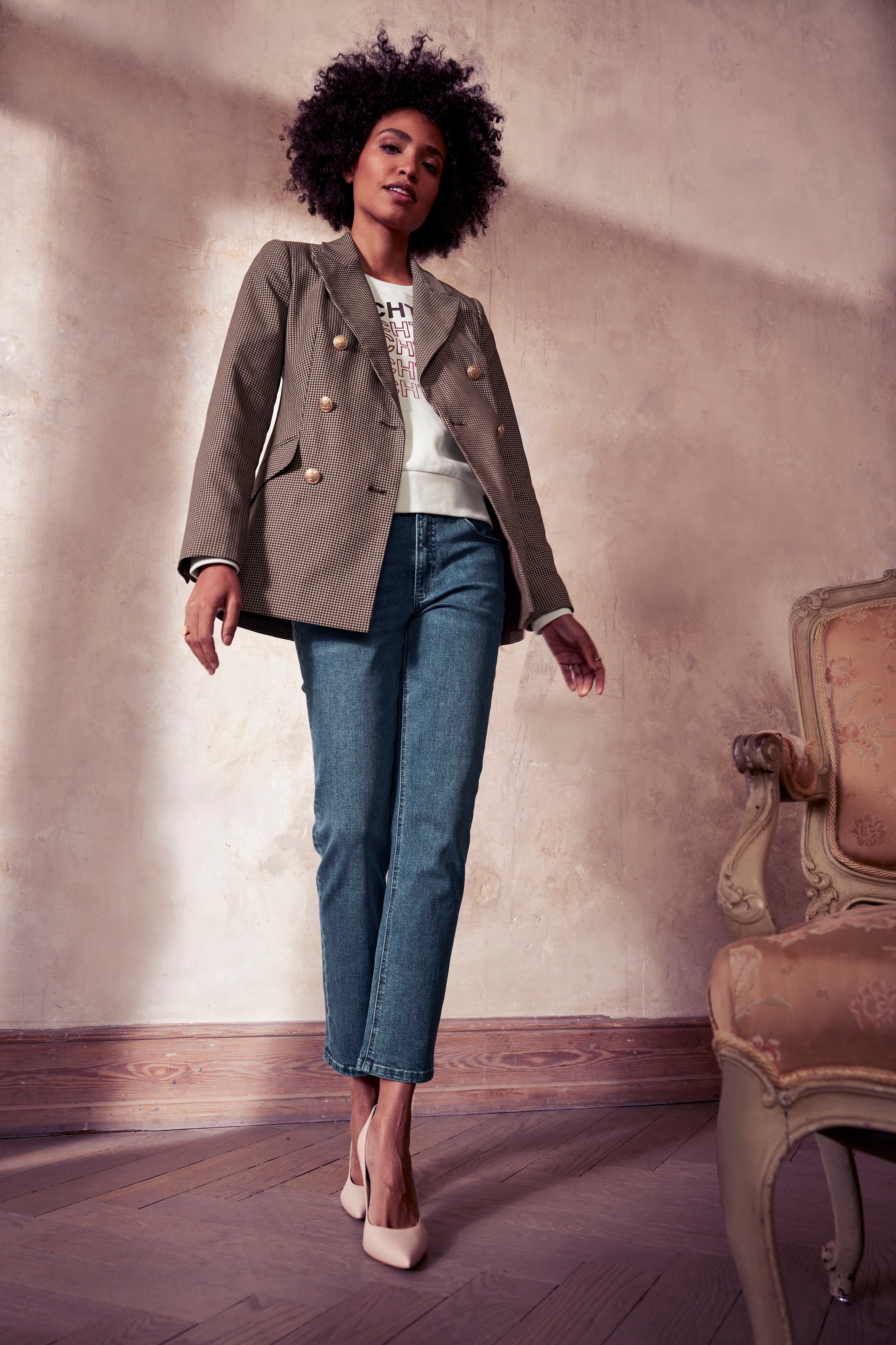 HECHTER PARIS Mom-Jeans, hohe Leibhöhe, knöchelfrei, mit Gürtelschlaufen