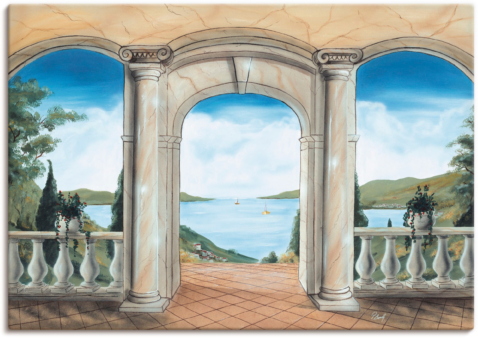 Artland Wandbild »griechische Terrasse« Europa 1 Stk. tlg. als Leinwandbild günstig online kaufen