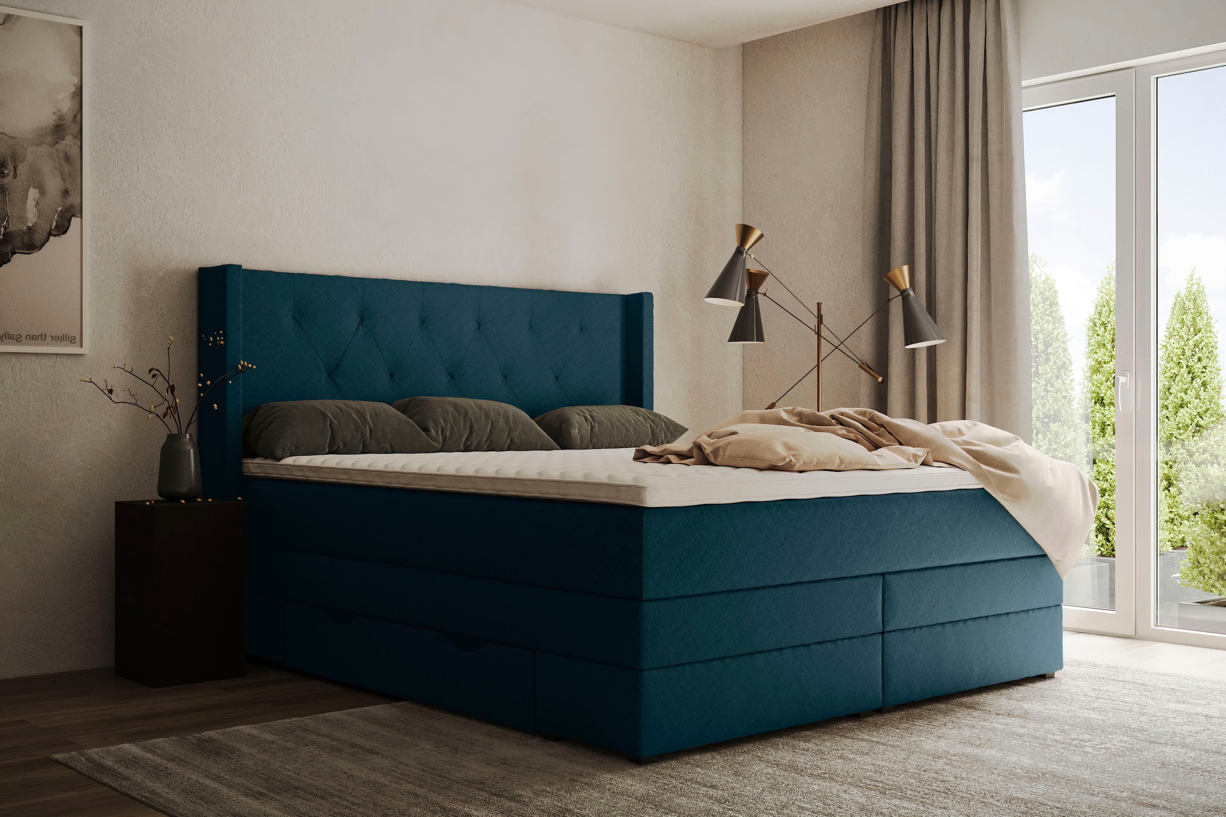 Home affaire Boxspringbett »Elegance« mit schöner Knopfheftung, in den Härt günstig online kaufen