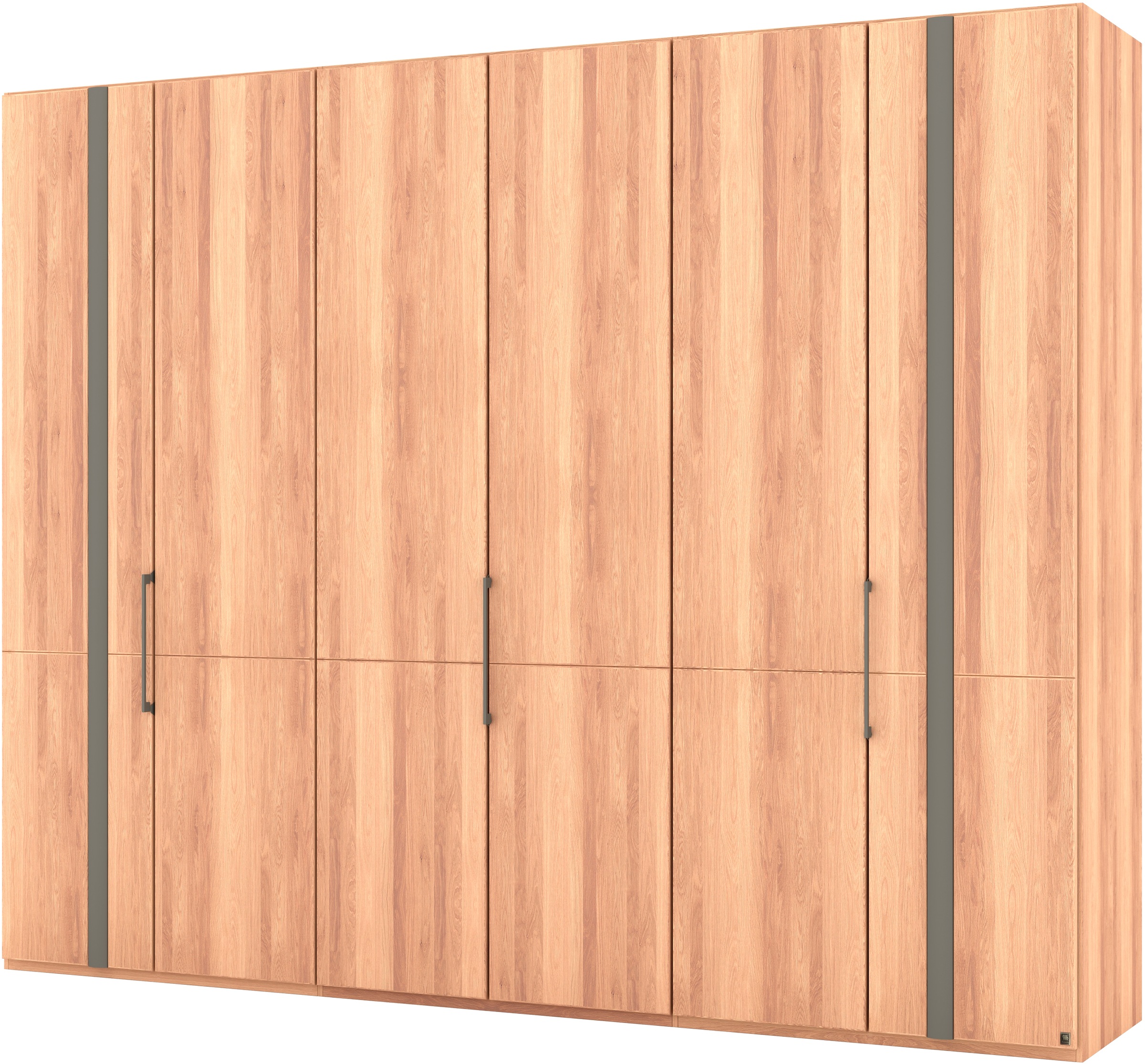 Musterring Drehtürenschrank »Sorrent, Kleiderschrank«, (mit Türdämpfern, in 5 Breiten & 2 Höhen, extra Böden, MADE IN GERMANY), Türen in Eiche massiv mit Absetzung in Schiefer, verschiedene Maße