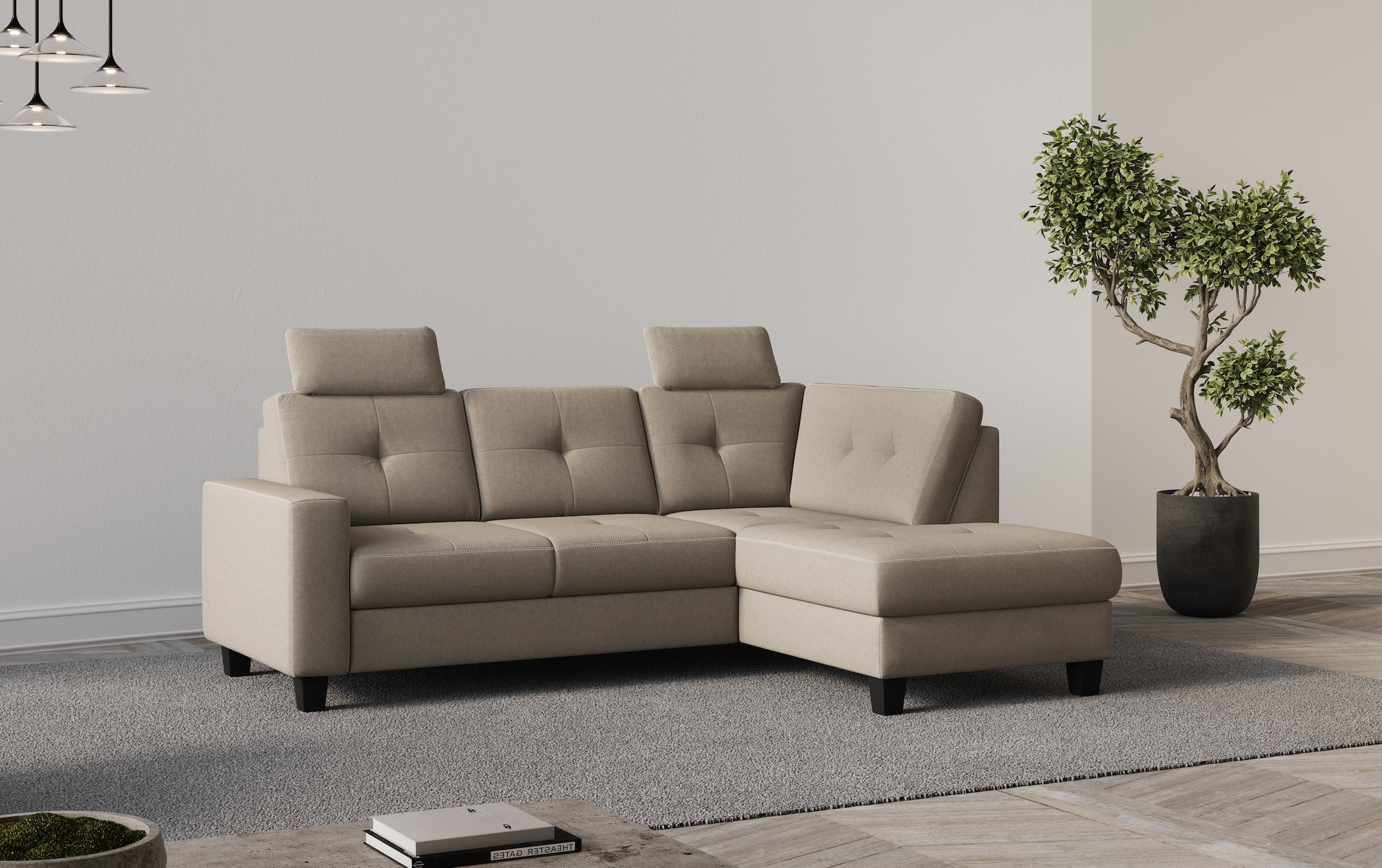 Places of Style Ecksofa »Varese«, Kreuznaht in beige günstig online kaufen