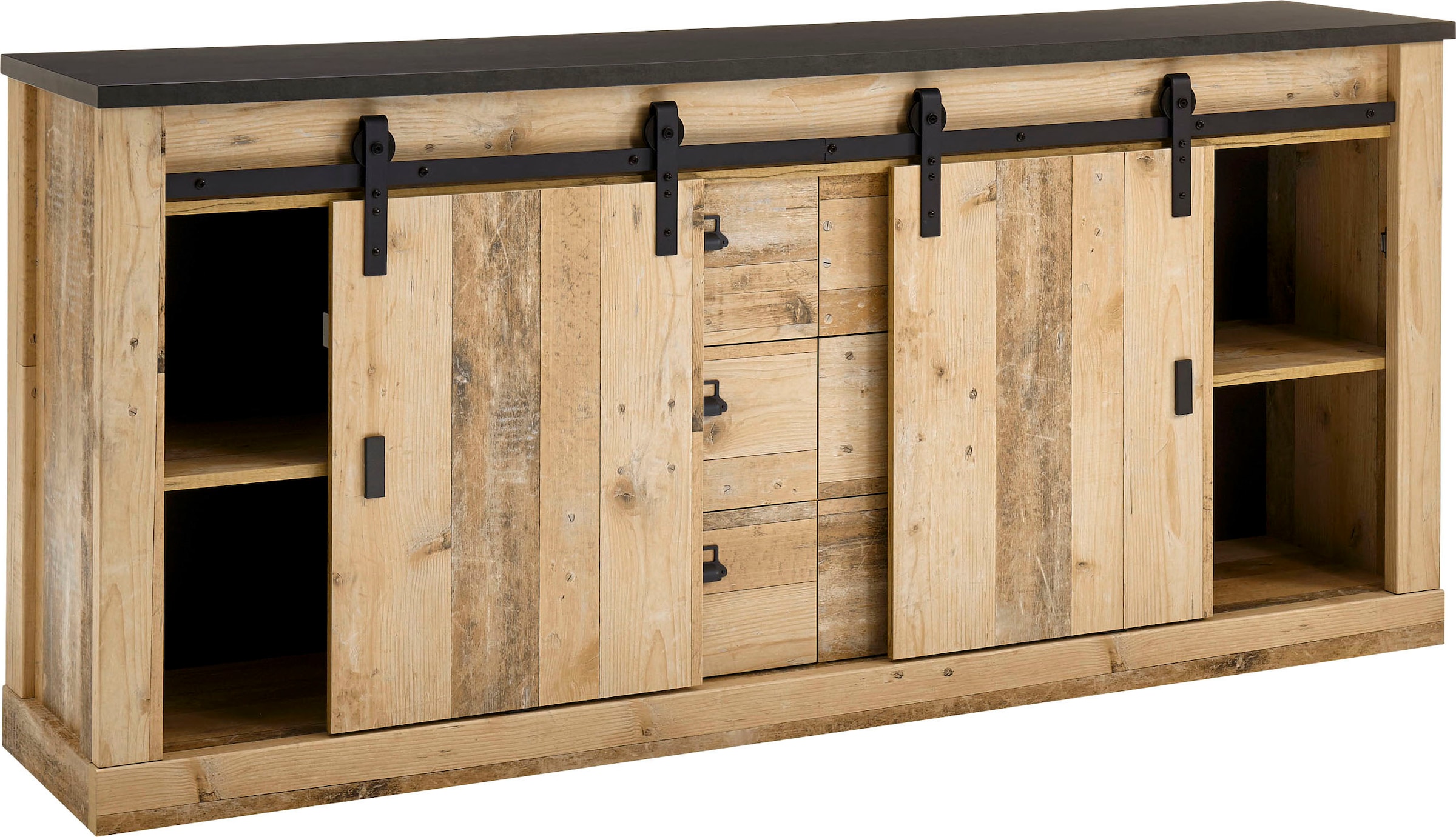 Home affaire Sideboard »SHERWOOD«, Scheunentorbeschlag Metall, modernes Holz Dekor, aus bestellen cm Breite mit auf 201 Rechnung