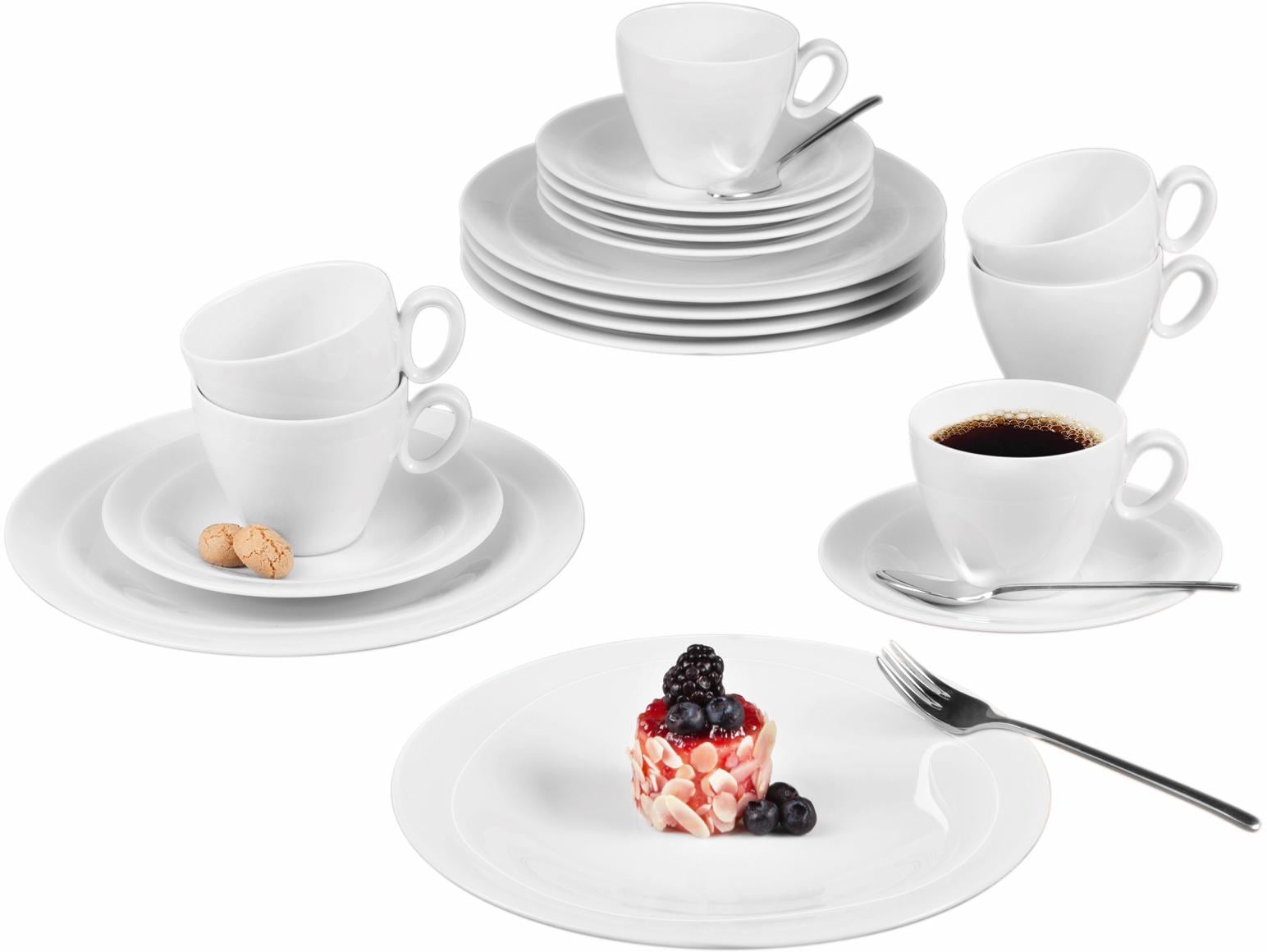 Seltmann Weiden Kaffeeservice »Geschirr-Set, Service Trio«, (Set, 18 tlg.), Tassen, Teller, Untertassen, Made in Germany, 18 Teile, für 6 Personen