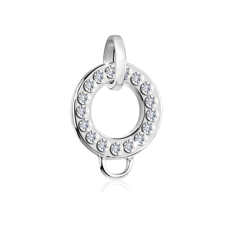 NENALINA Charm-Einhänger »Kristalle Charm-Träger Rund Silber« Silber + weiß onesize Eleganter Charm-Träger Anhänger für ketten
