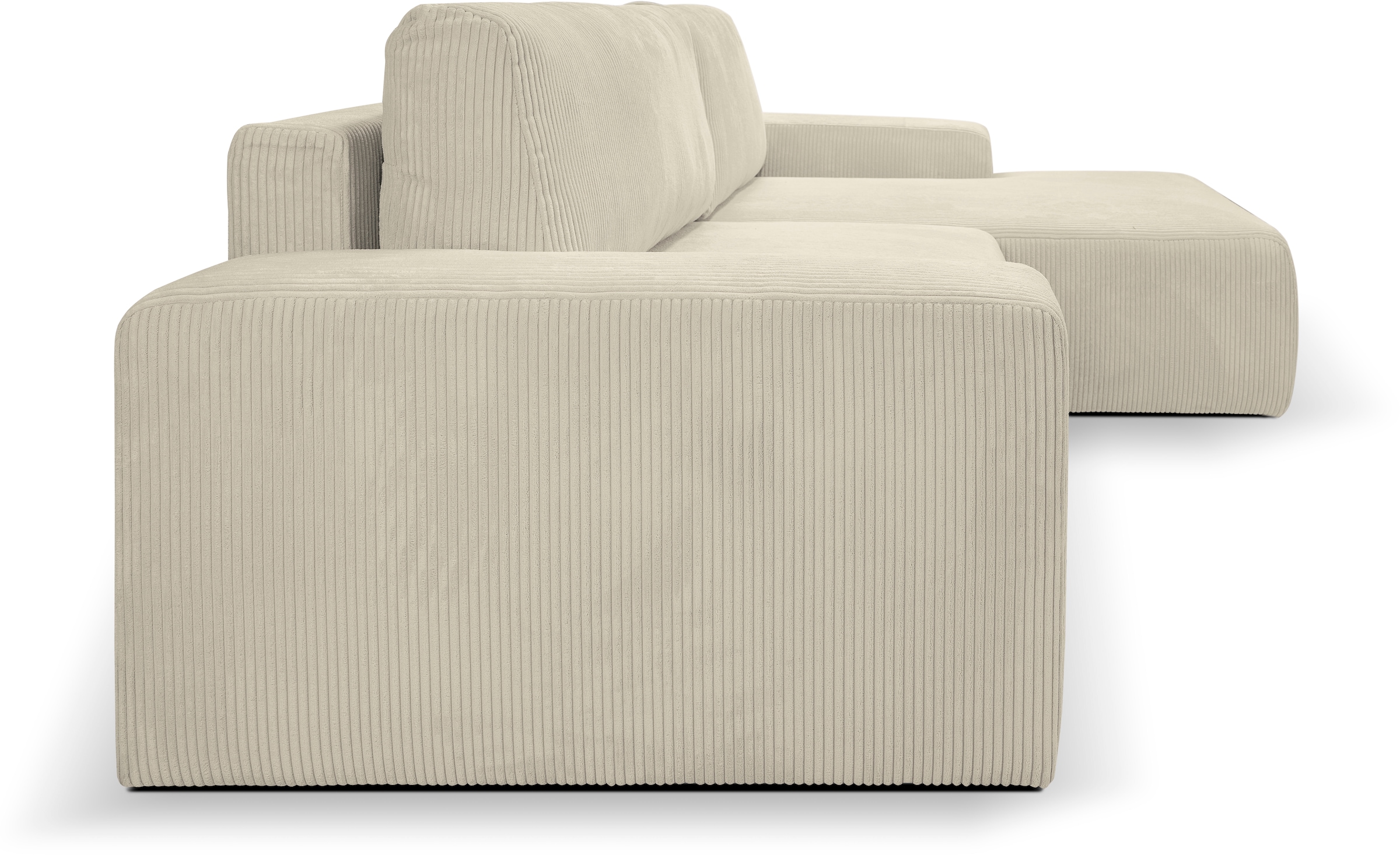 WERK2 Ecksofa »Rotterdam-L, kuschelweicher Cord oder Breitcord, L-Form, Breite 267 cm«, Design Ecksofa mit Schlaffunktion & Bettkasten, Cord, Natur